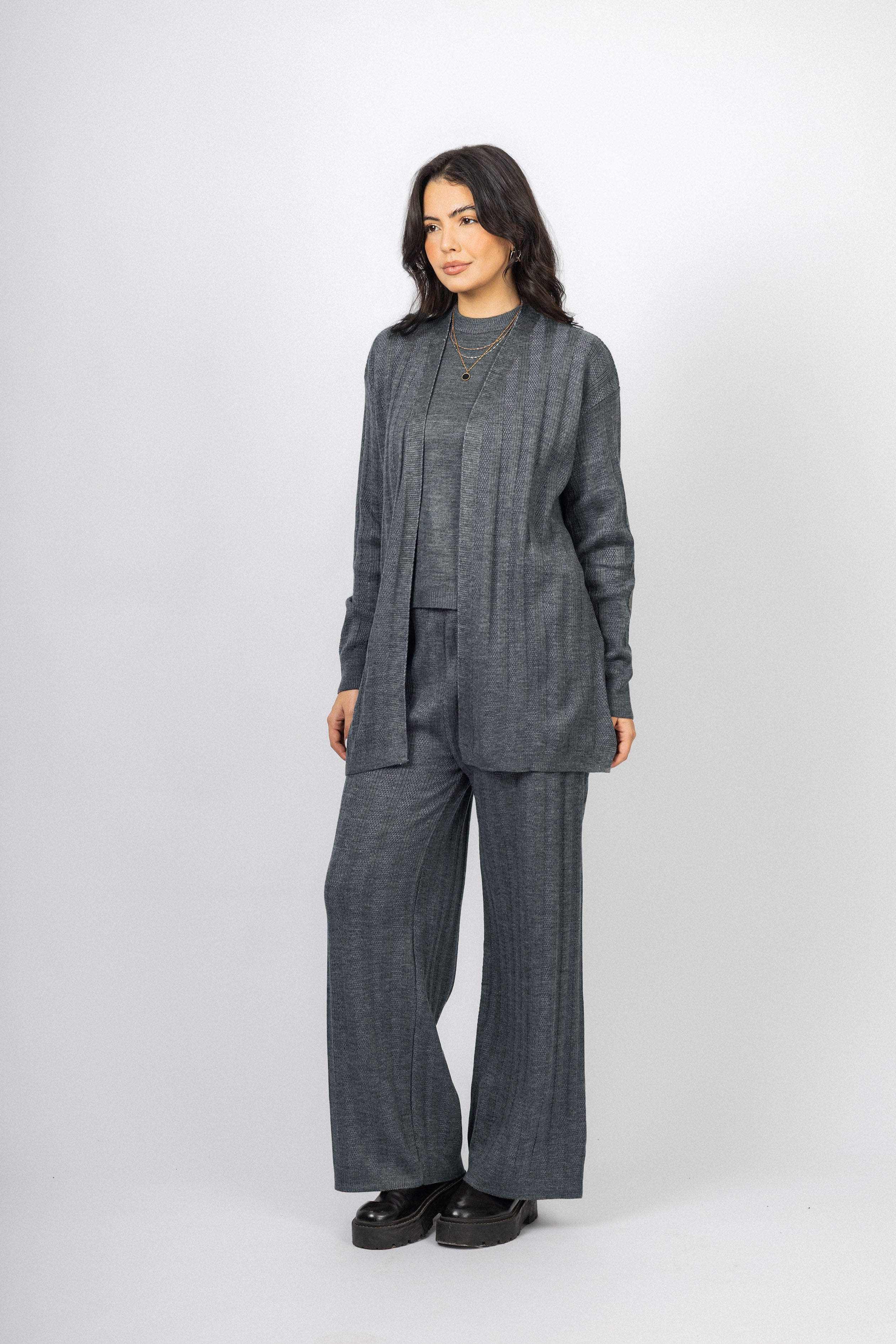 Gray Casual Knitted Set