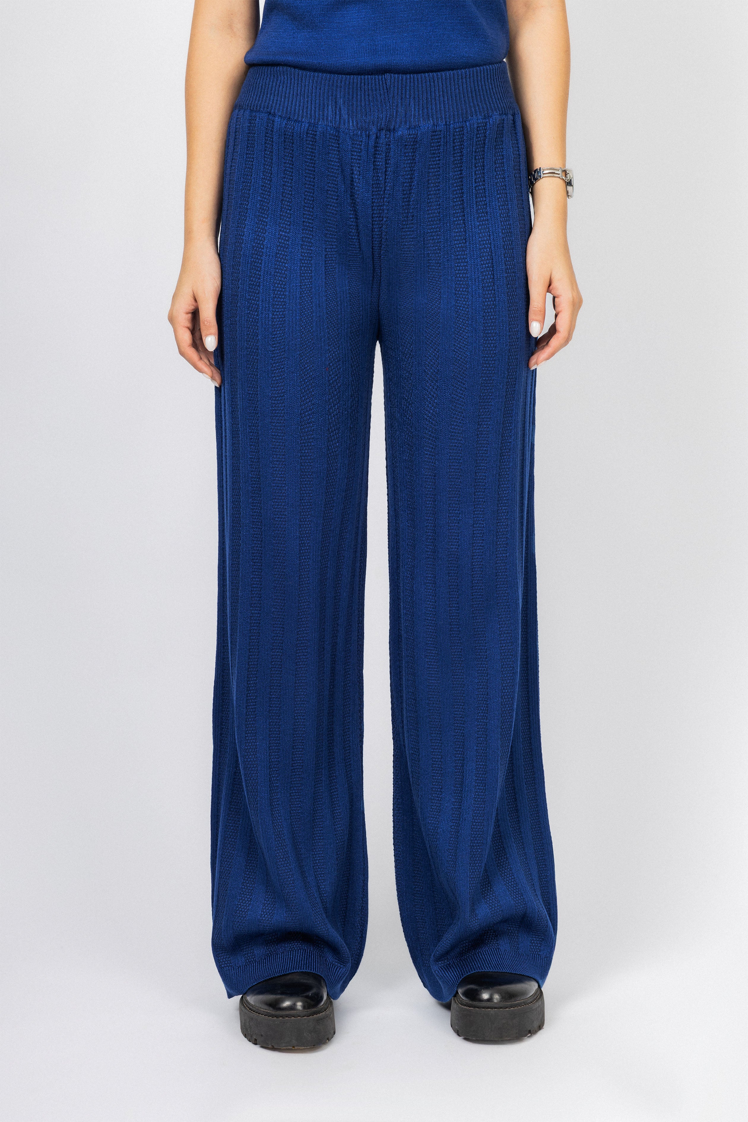 Blue Casual Knitted Set