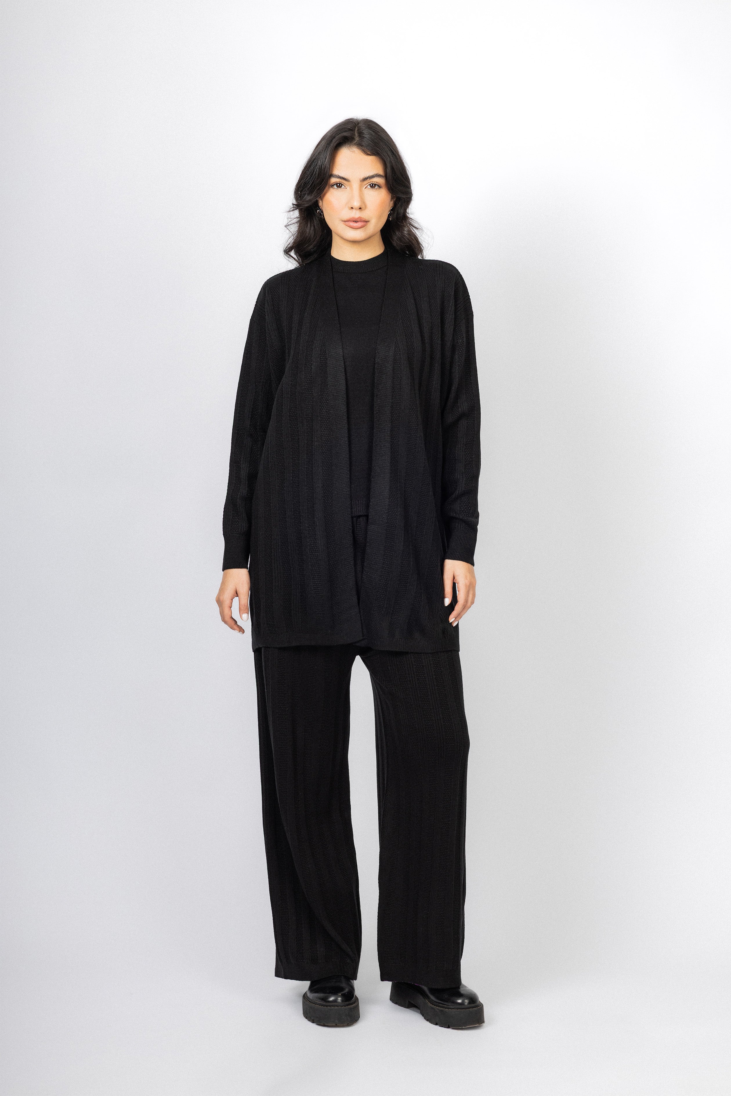 Black Casual Knitted Set