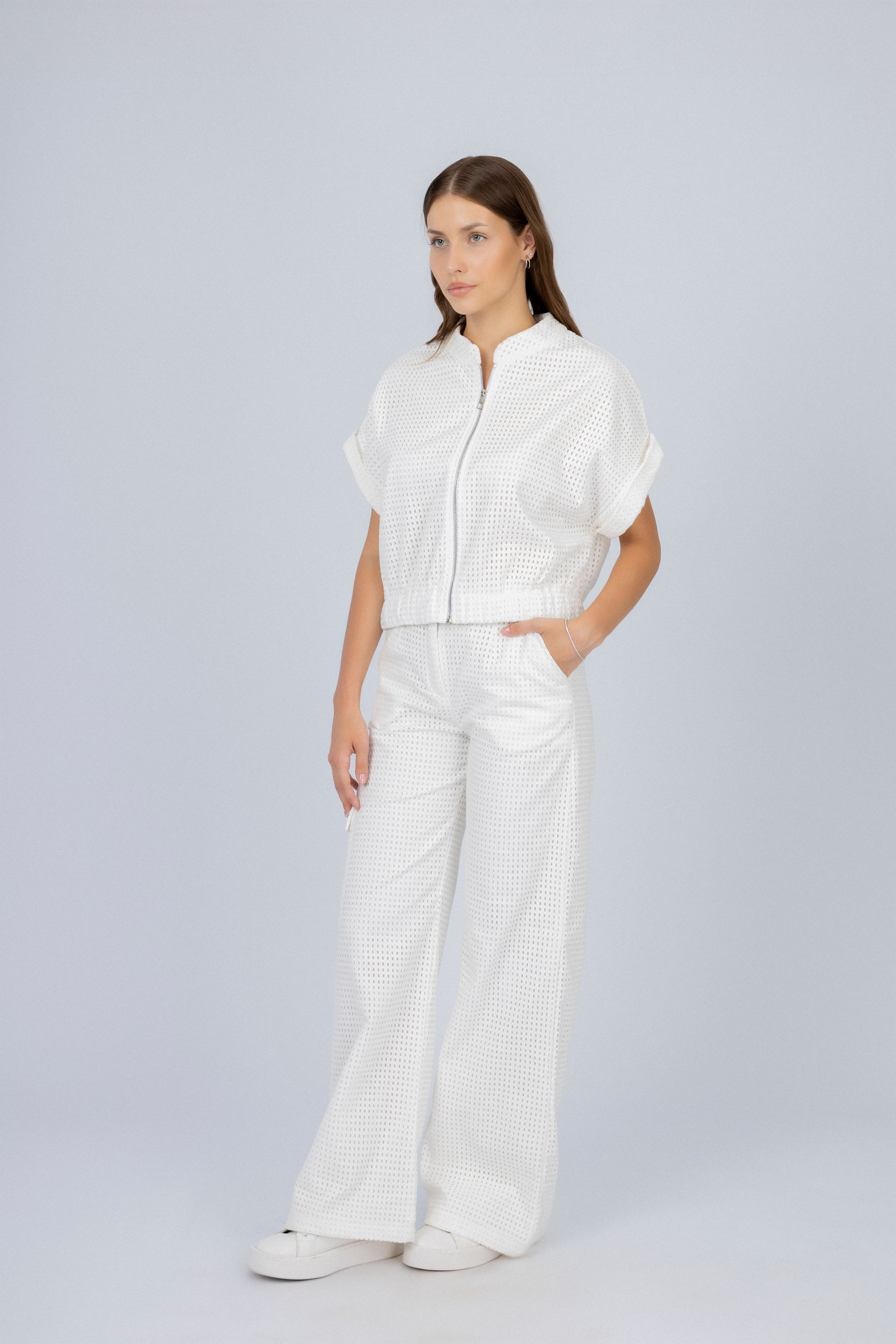 Jacquard White Women's Suit
