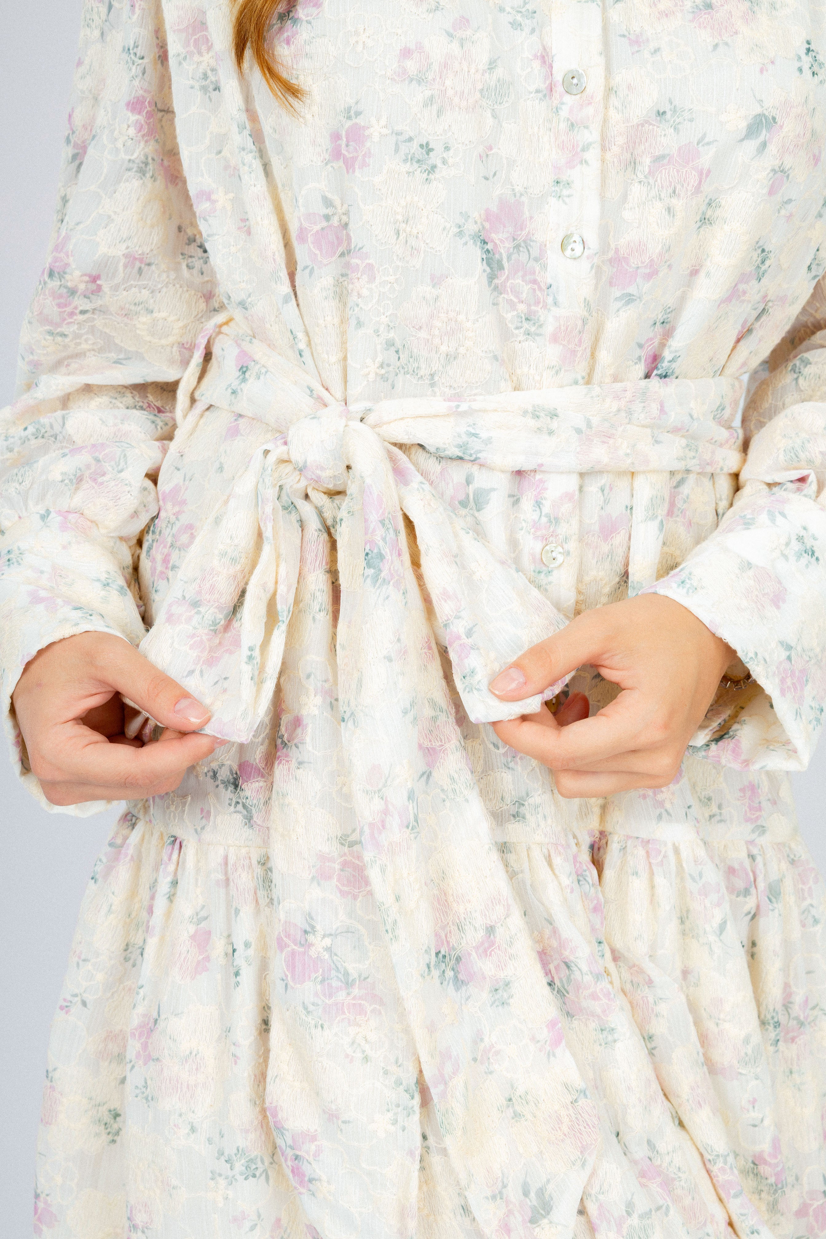 Jacquard Purple Floral Vintage Midi Casual Dress