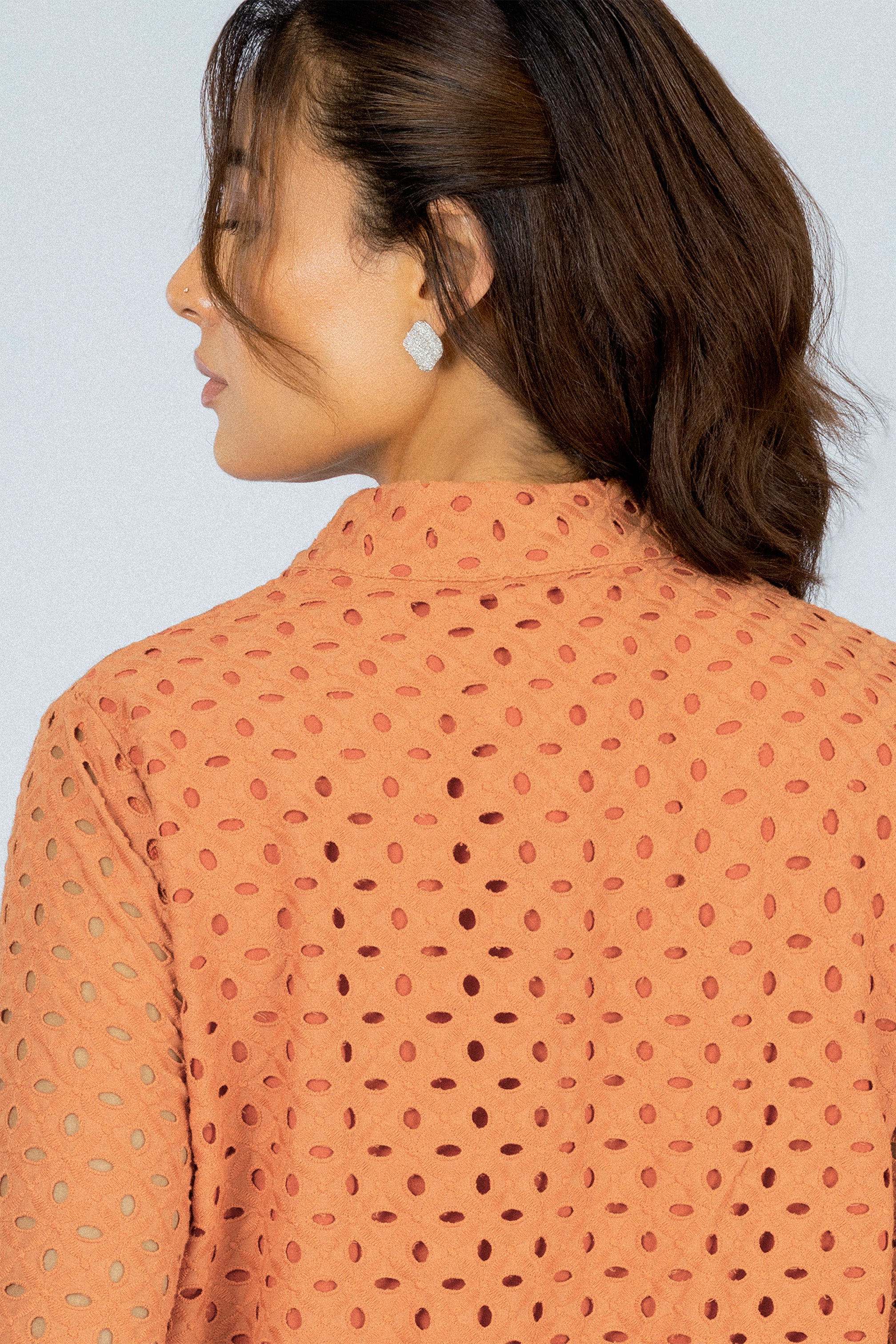 Jacquard Orange Midi Casual Dress