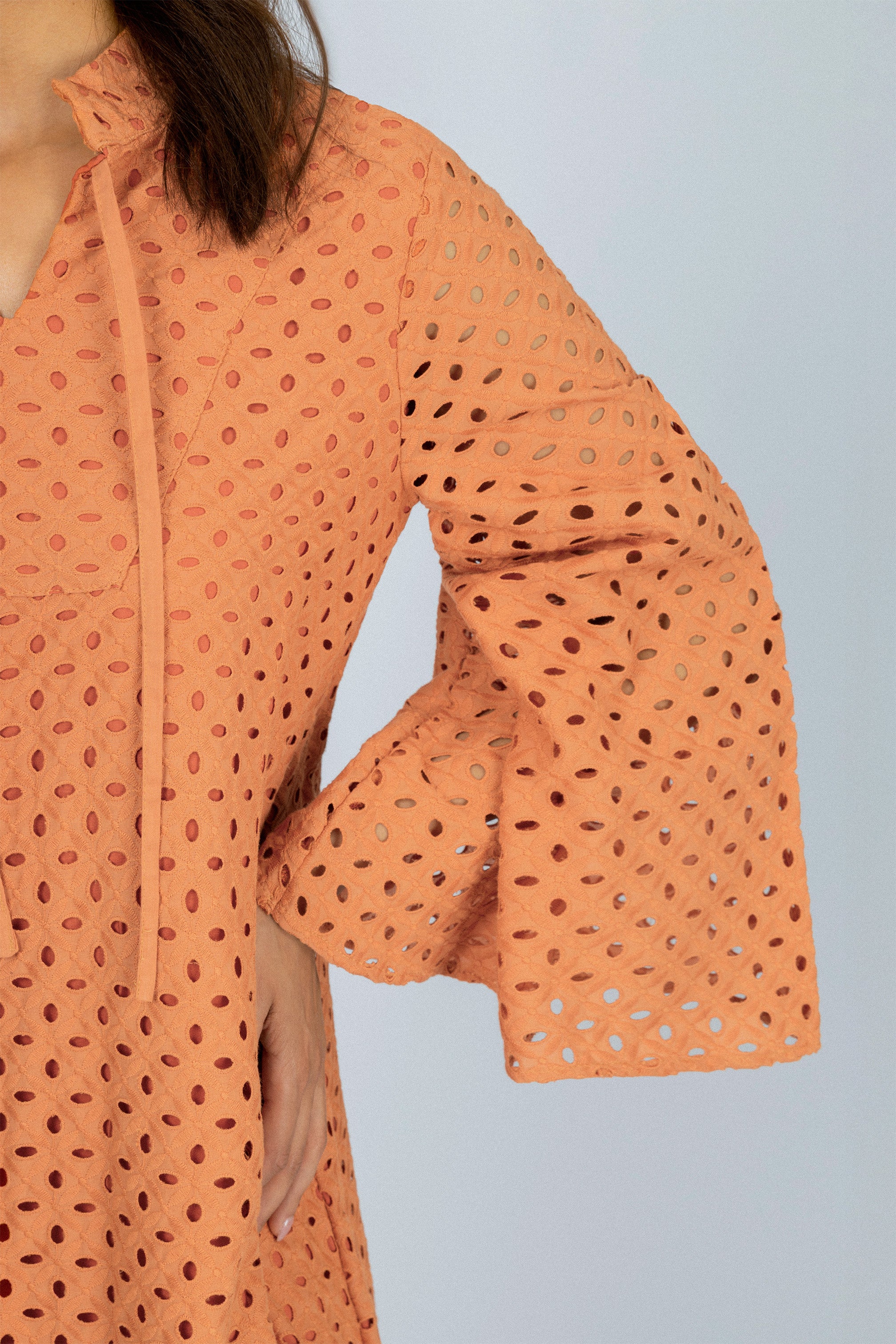 Jacquard Orange Midi Casual Dress