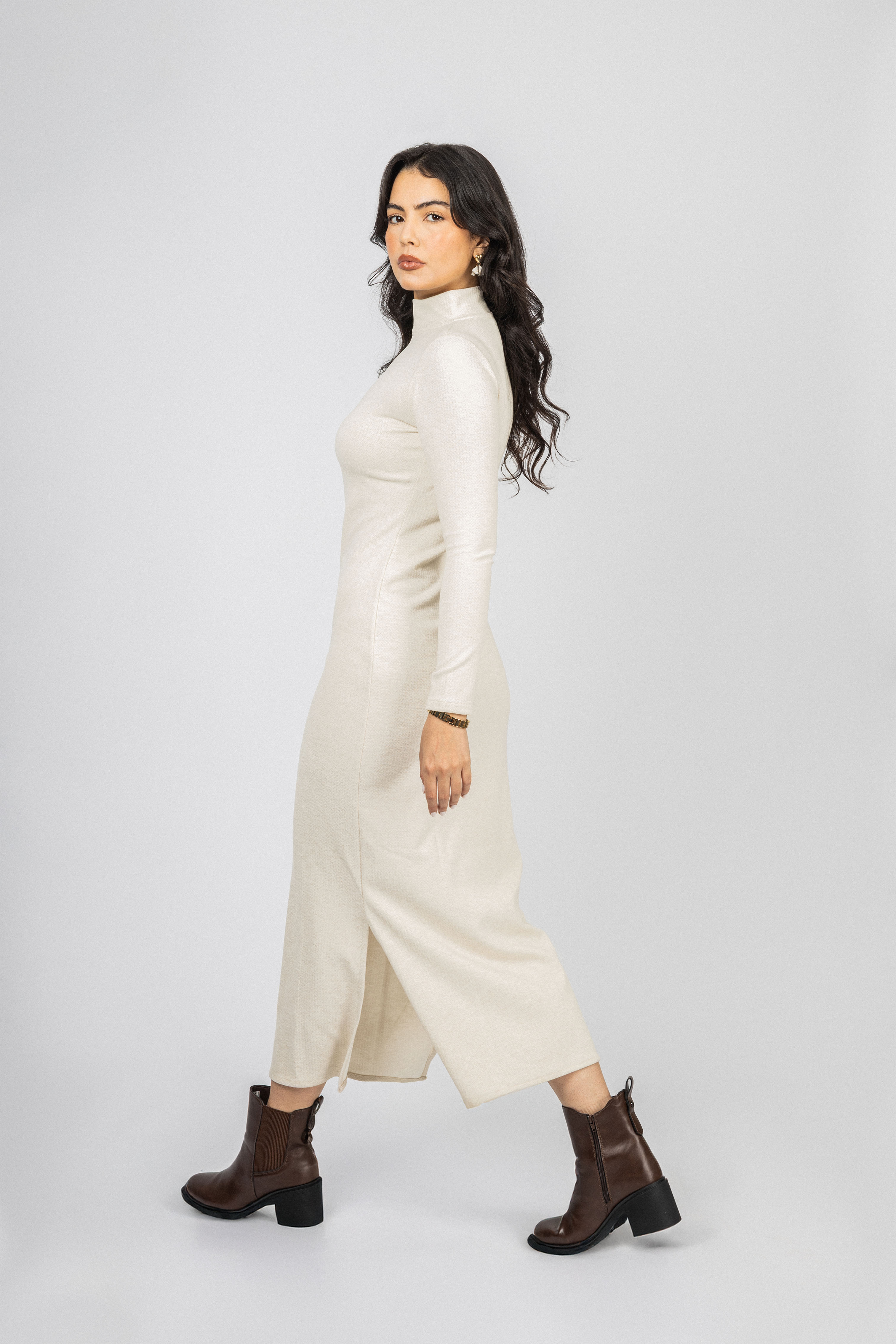 Off White Jacquard Jersey Maxi Dress