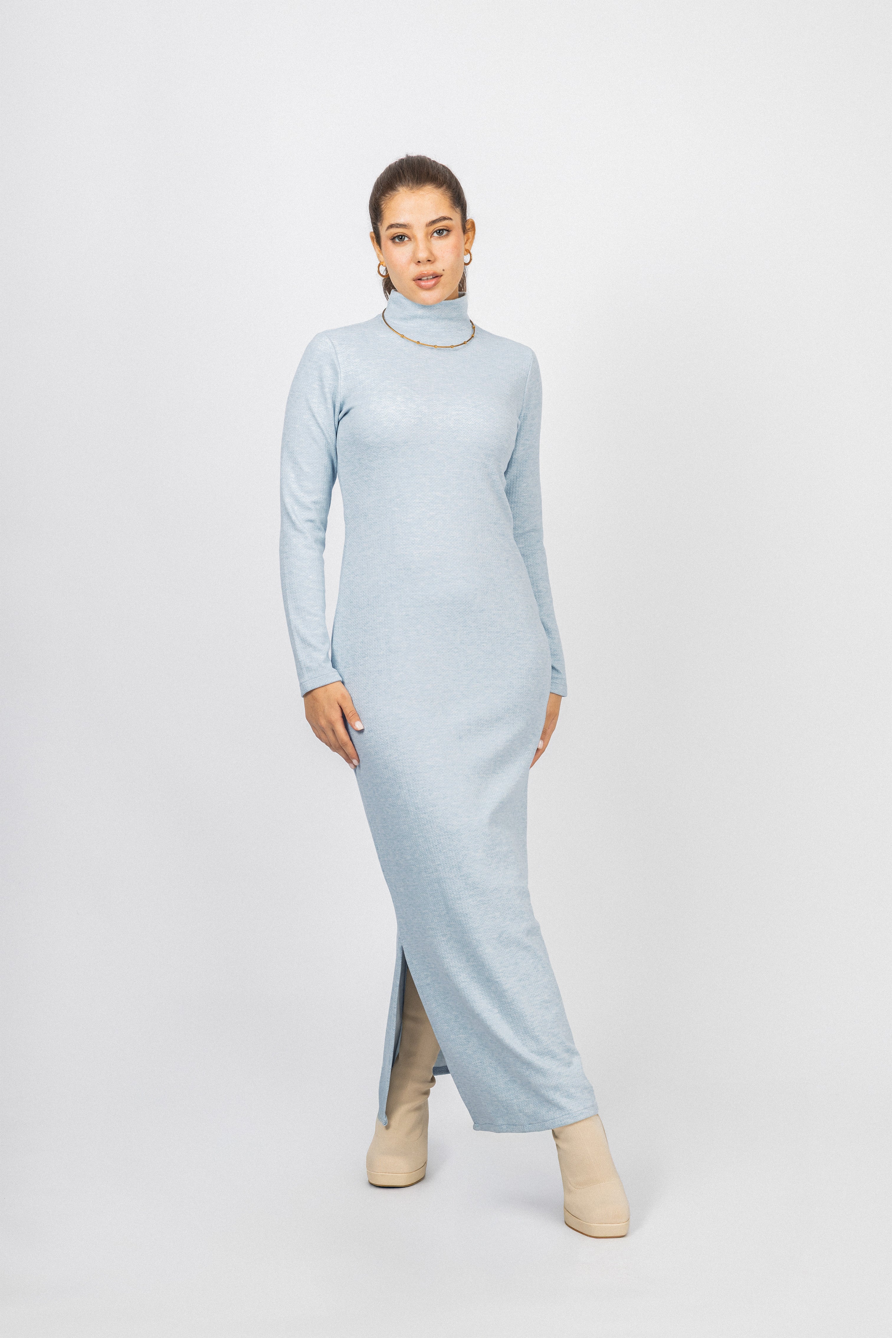 Light Blue Jacquard Jersey Maxi Dress (