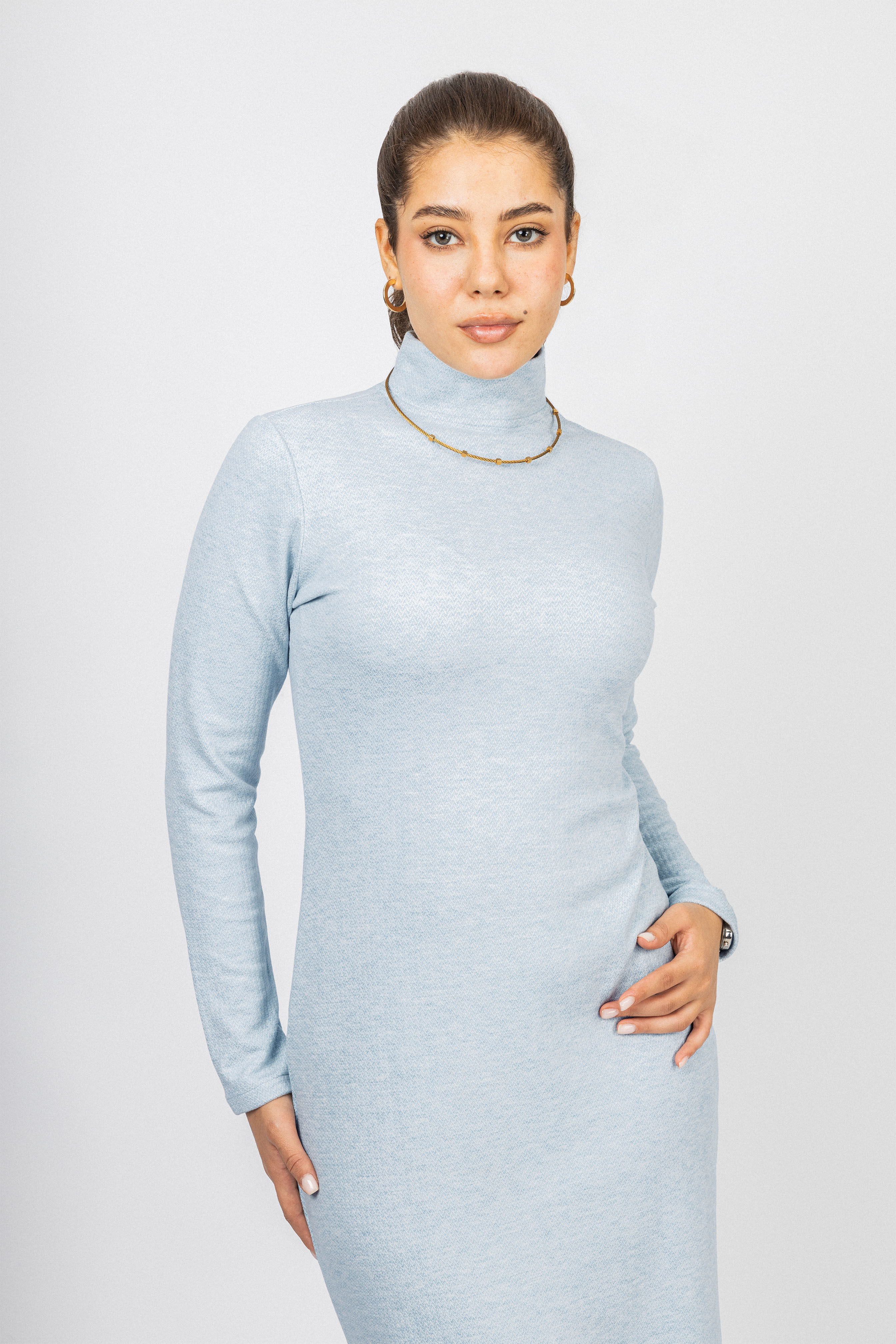 Light Blue Jacquard Jersey Maxi Dress (