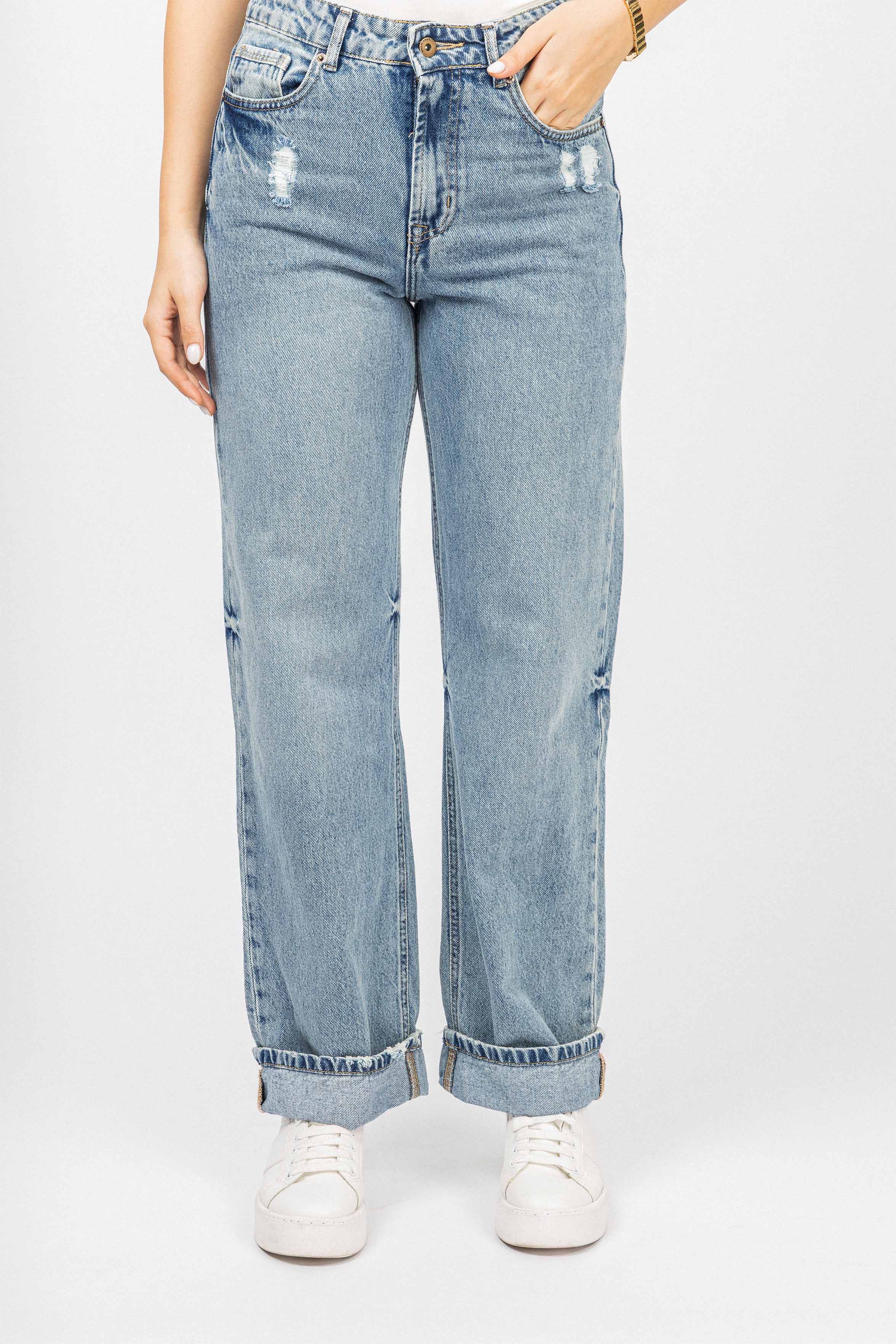 Light Blue Washed Straight Jeans
