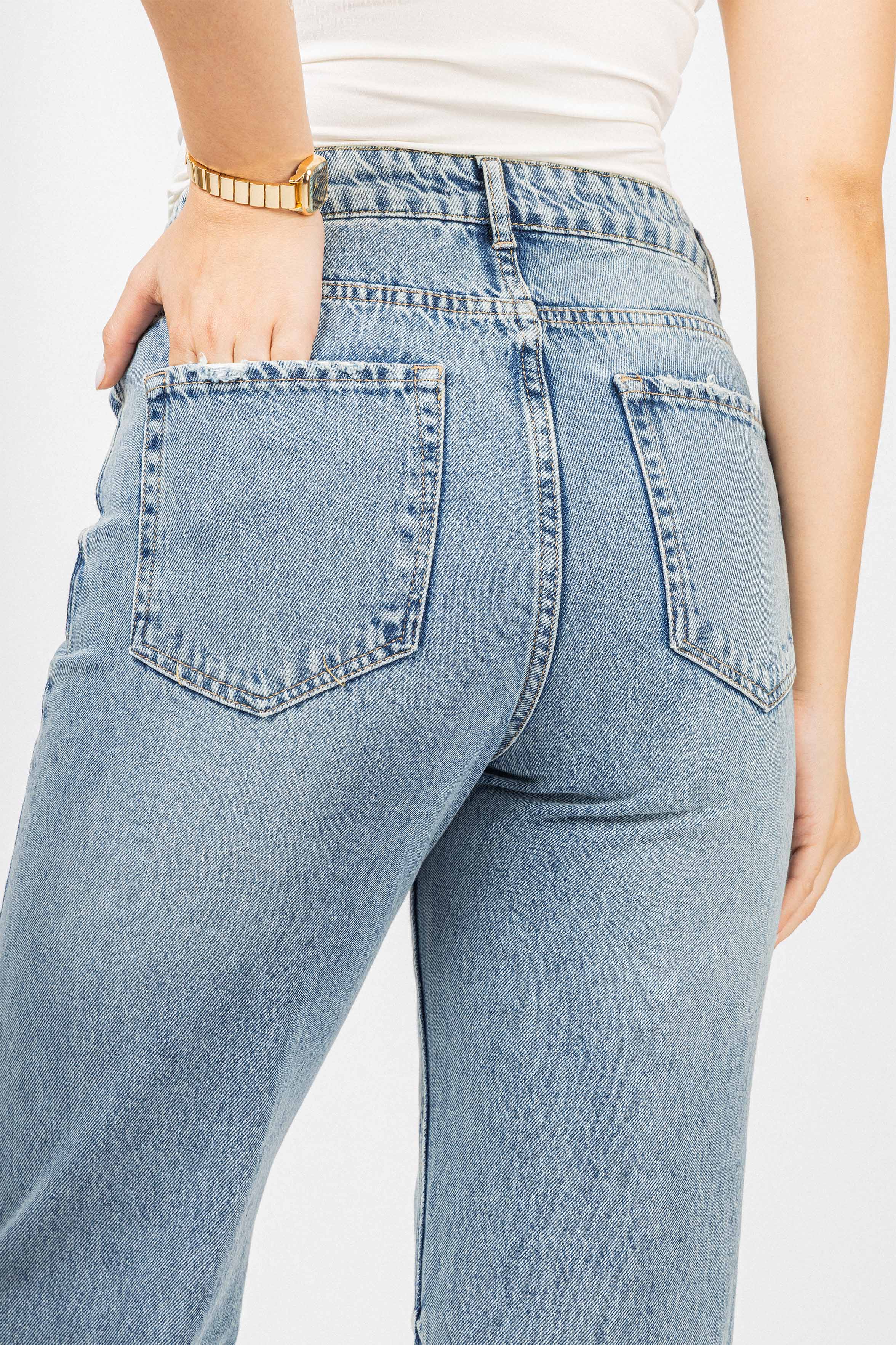 Light Blue Washed Straight Jeans