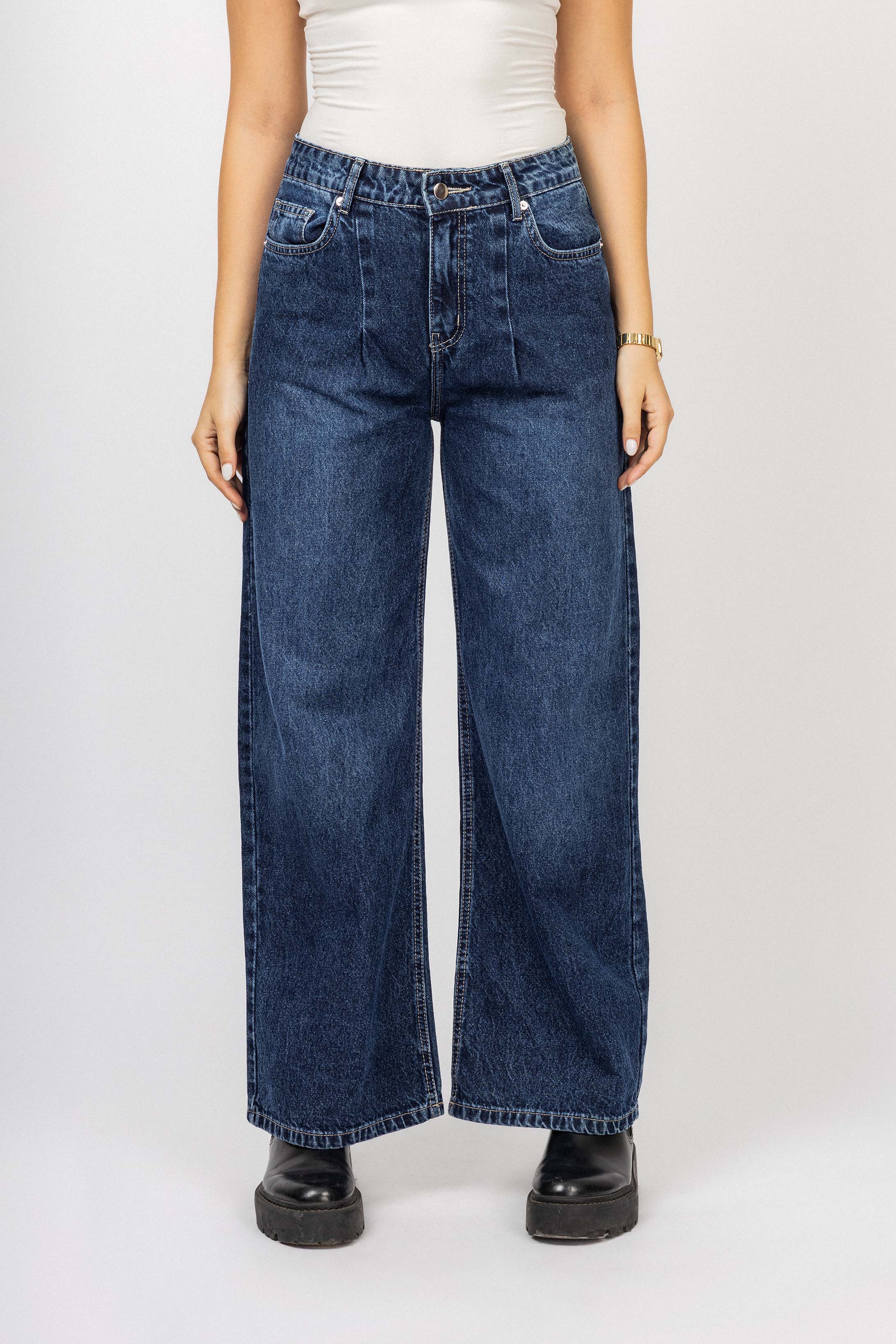 Dark Blue Washed Baggy Jeans