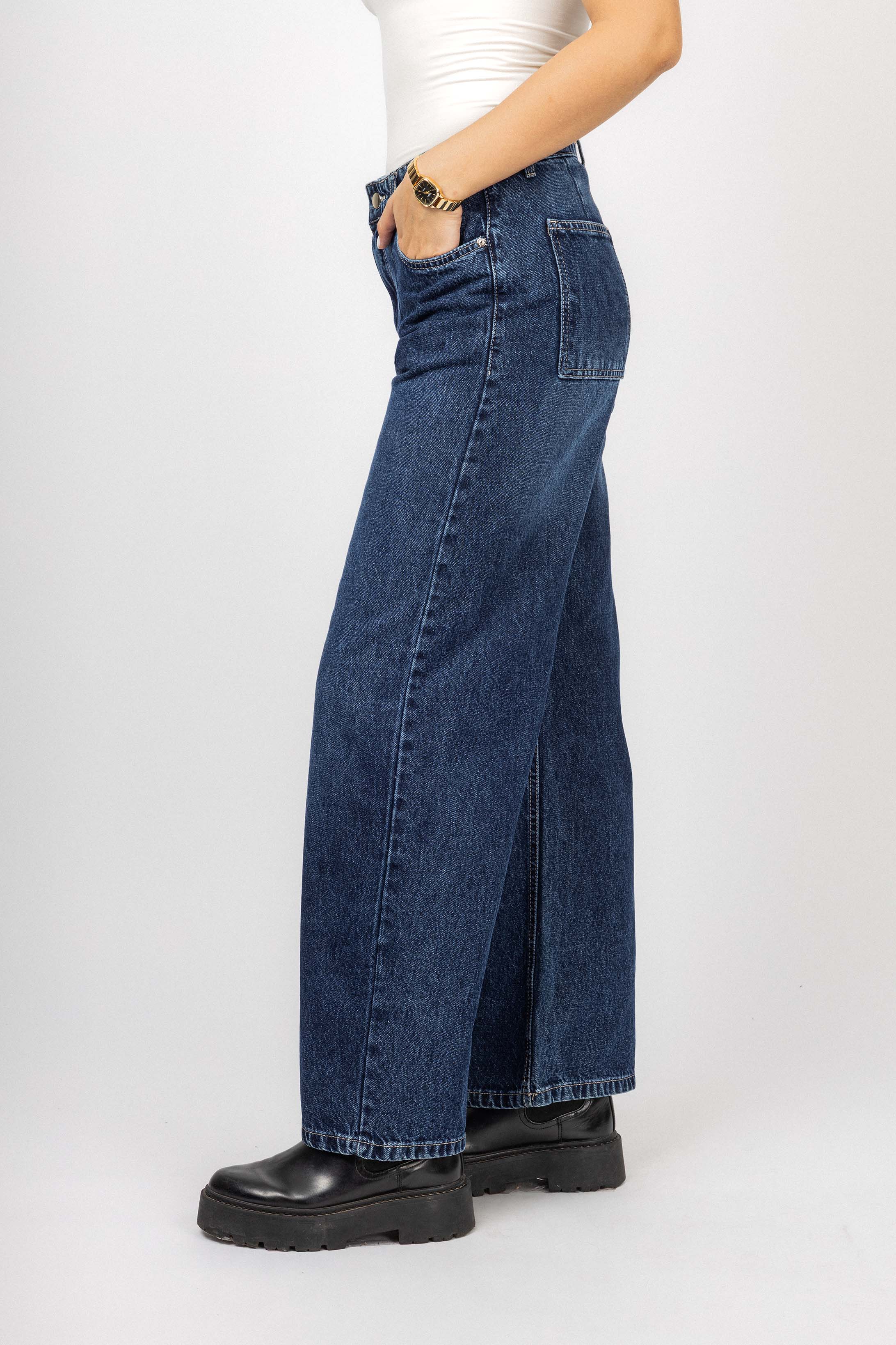 Dark Blue Washed Baggy Jeans