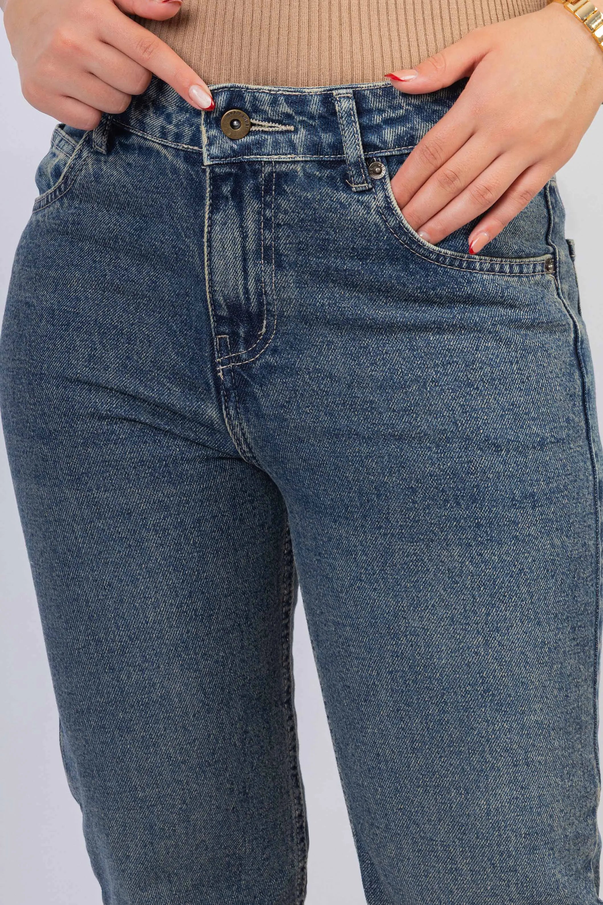 Vintage Style Blue wash Straight Jeans