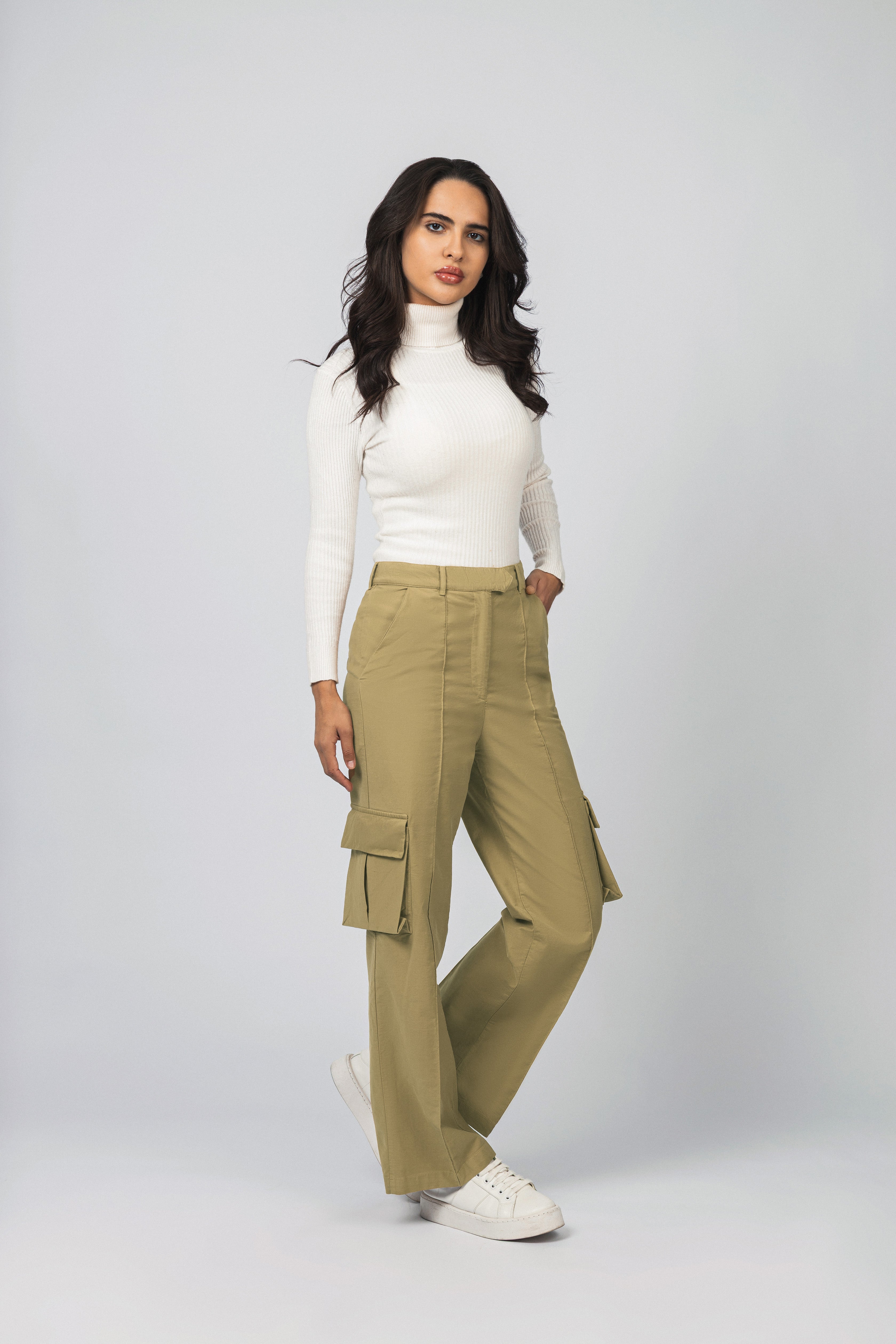 Mustard Gabardine Cargo pants