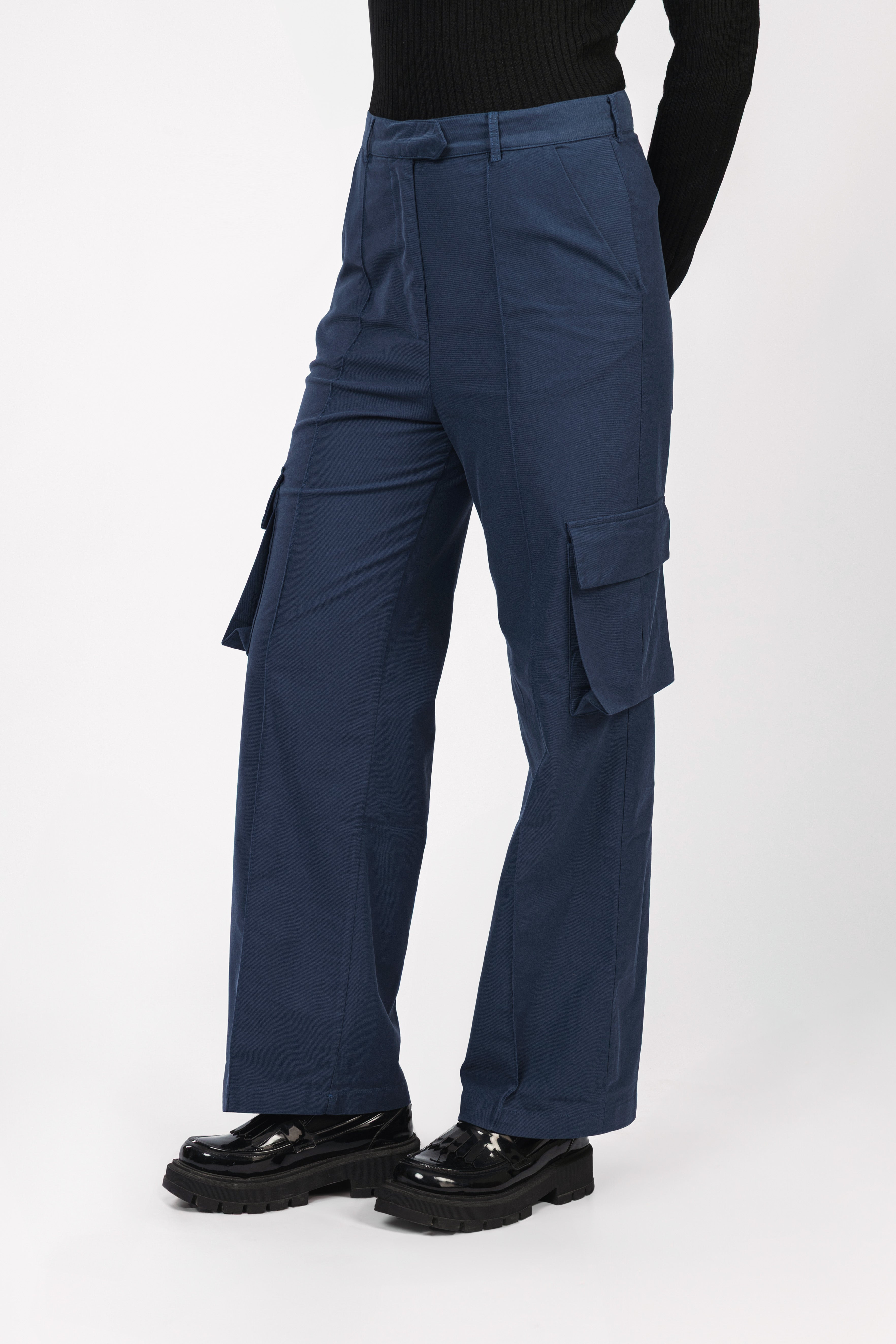 Teal Blue Gabardine Cargo pants