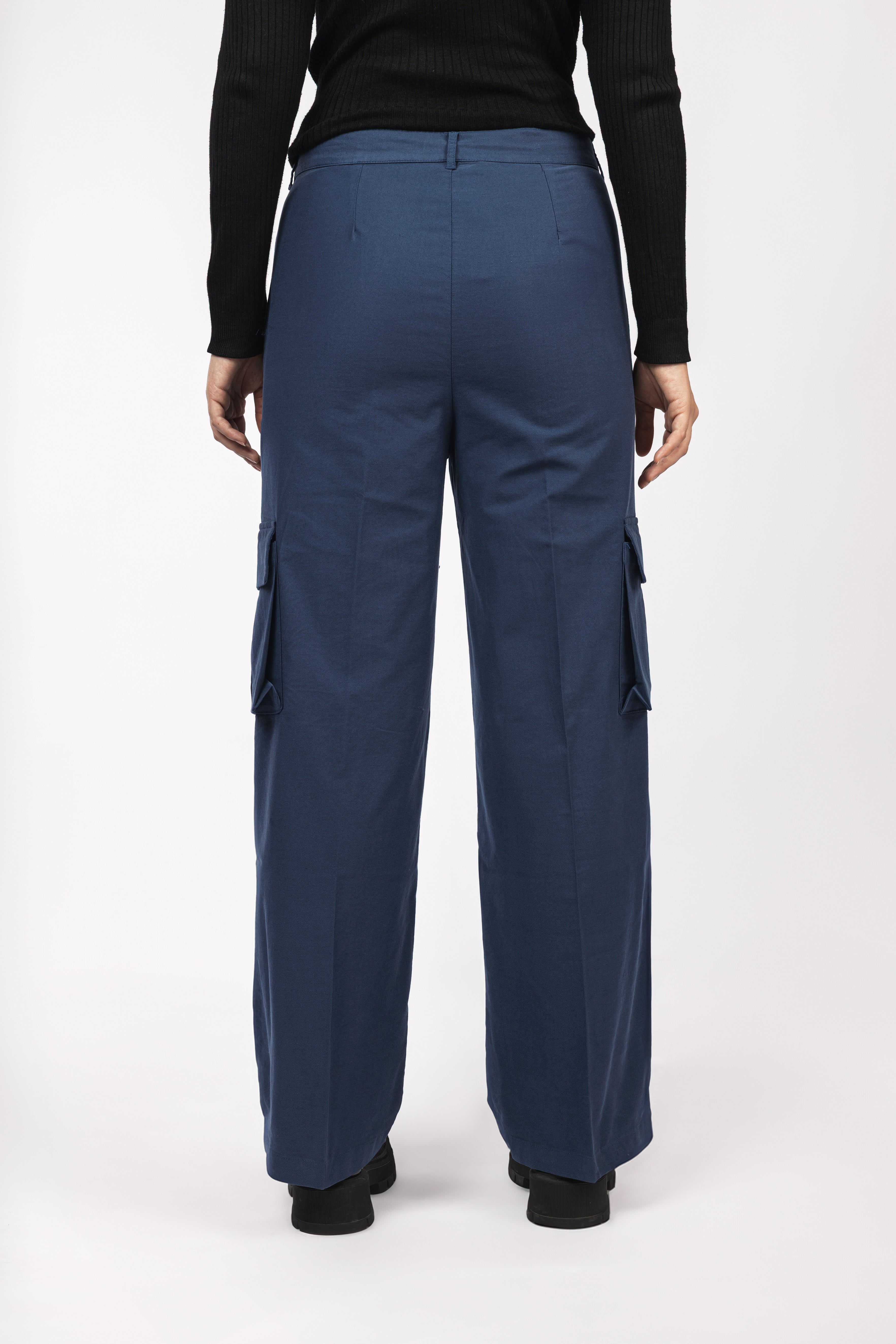 Teal Blue Gabardine Cargo pants