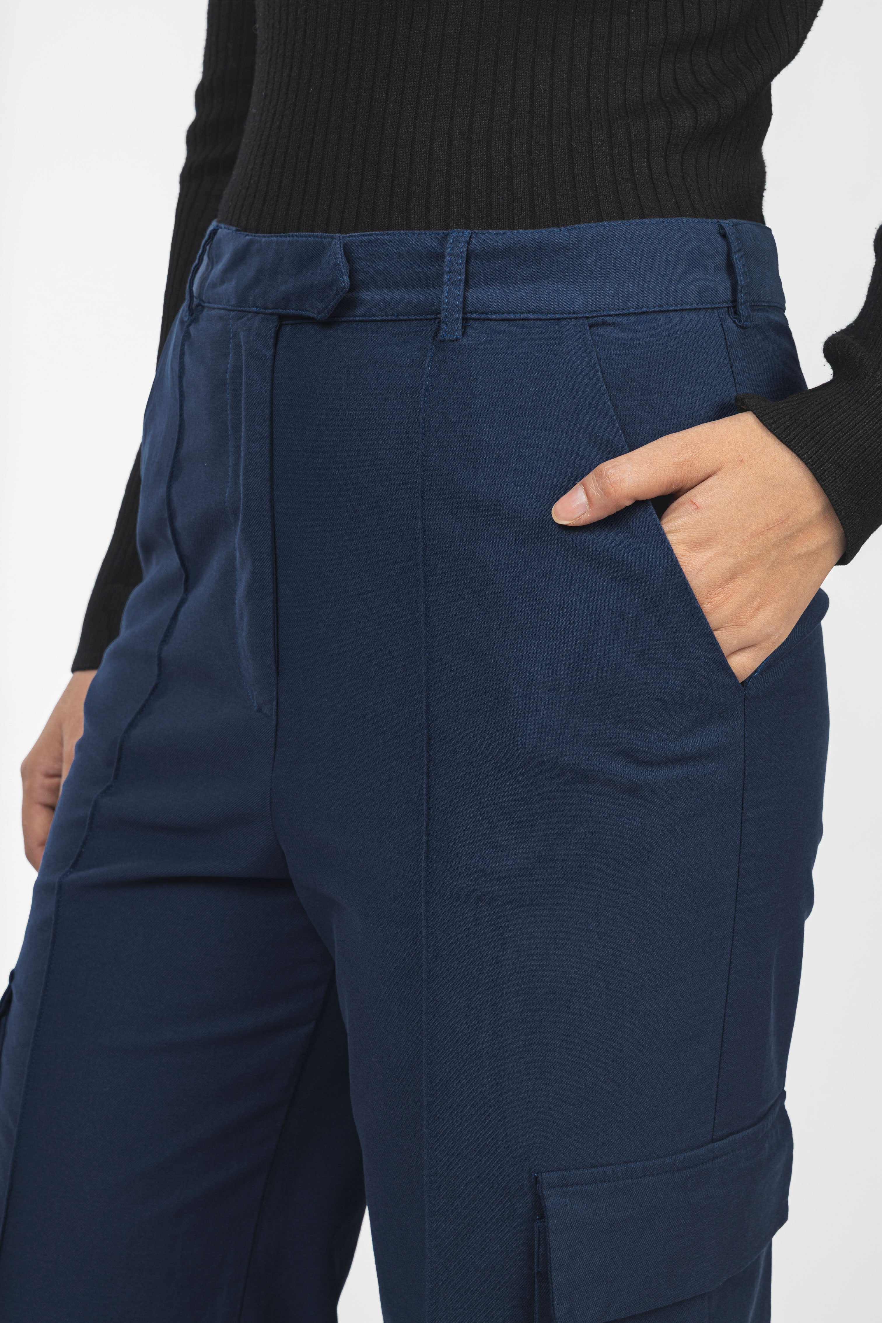 Teal Blue Gabardine Cargo pants