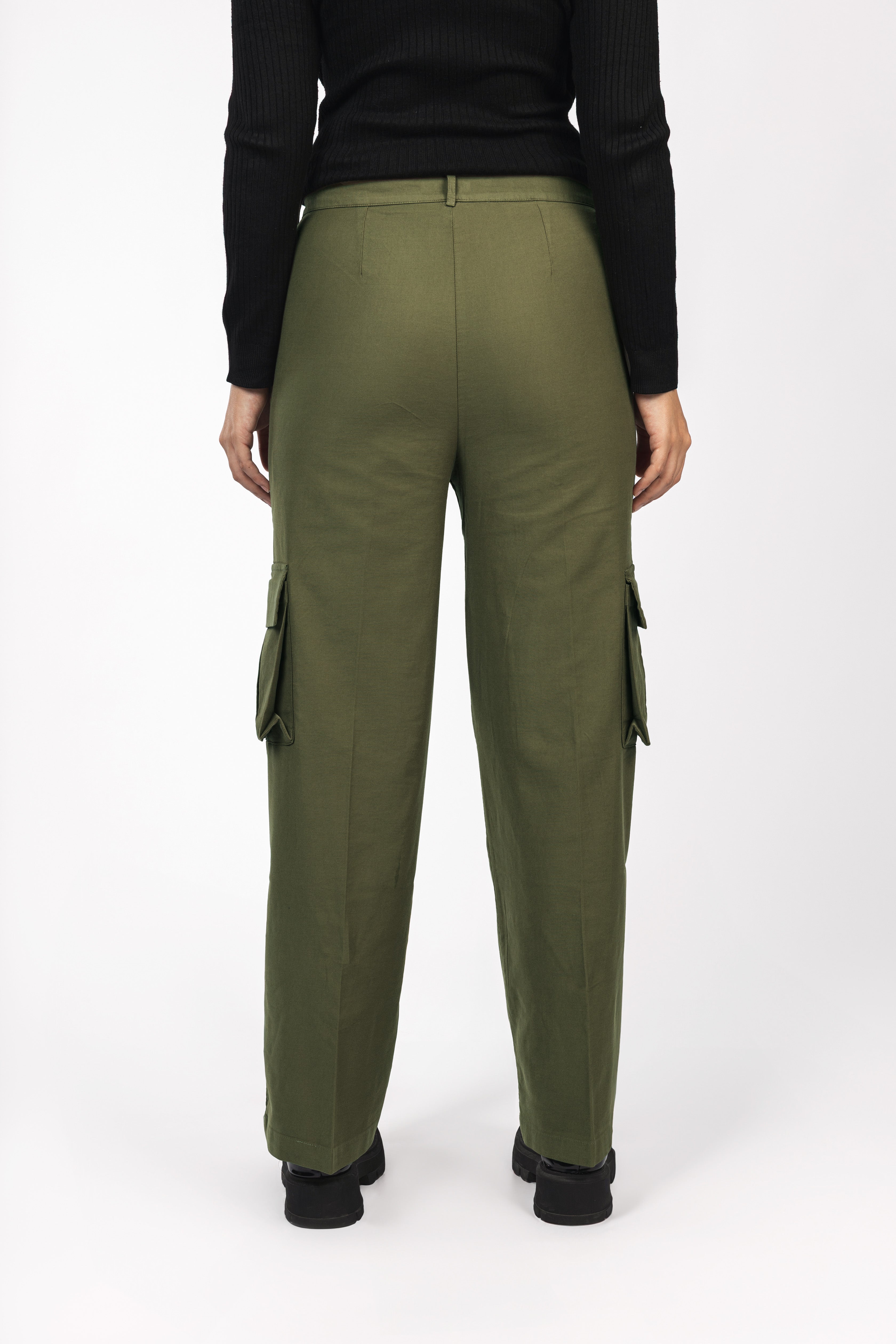Dark Green Gabardine Cargo pants