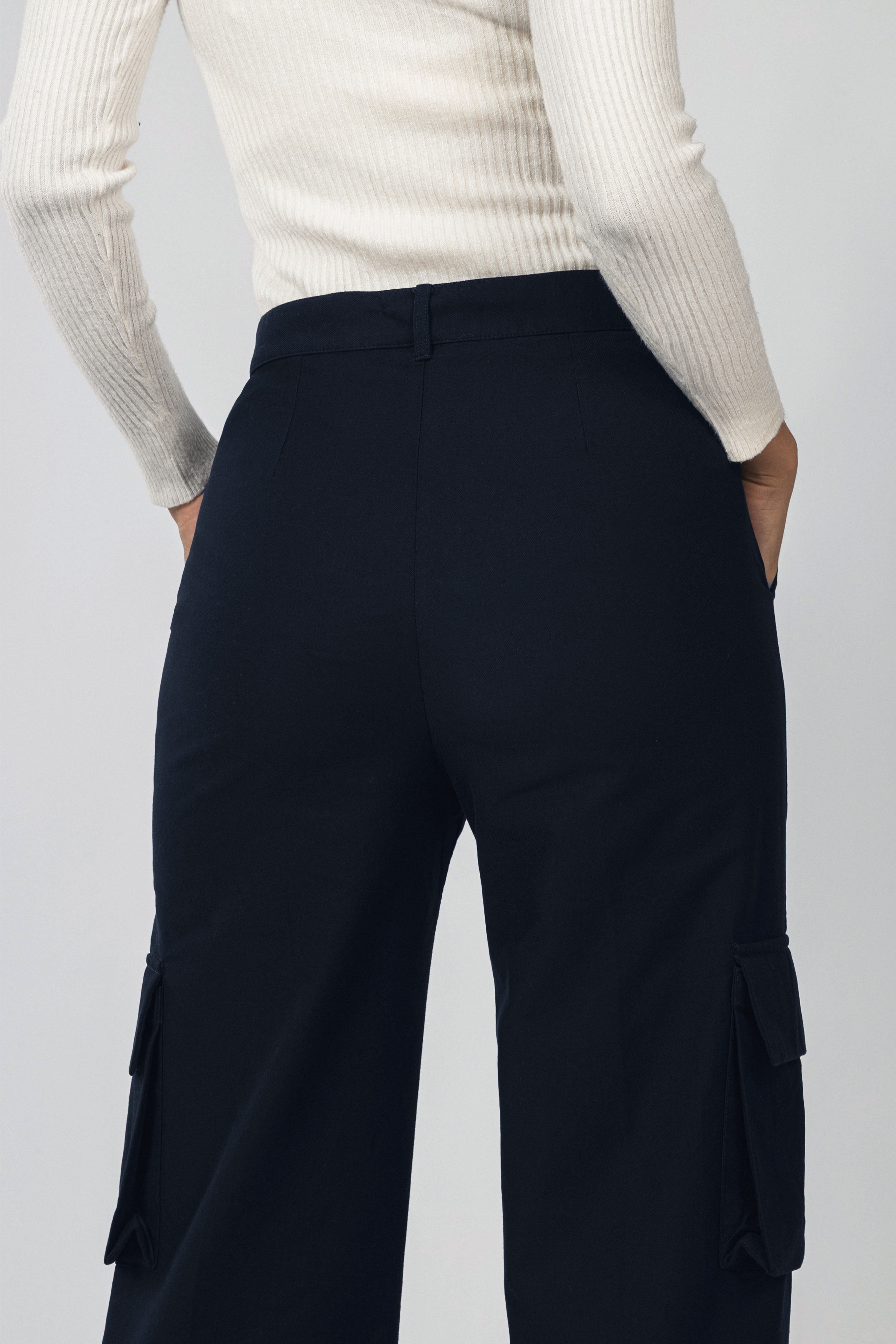 Navy Gabardine Cargo pants