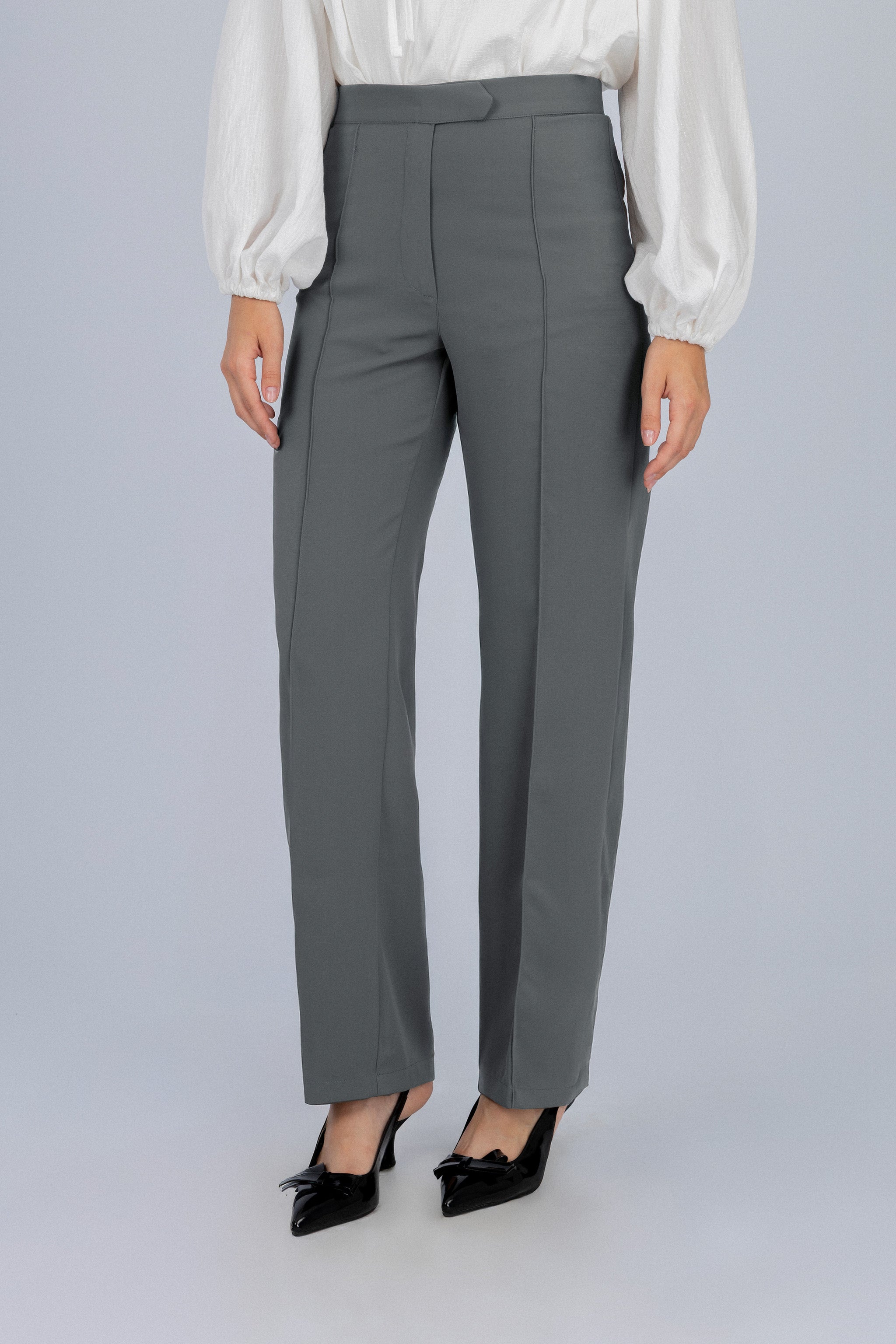Womens Light Gray Classic Pants
