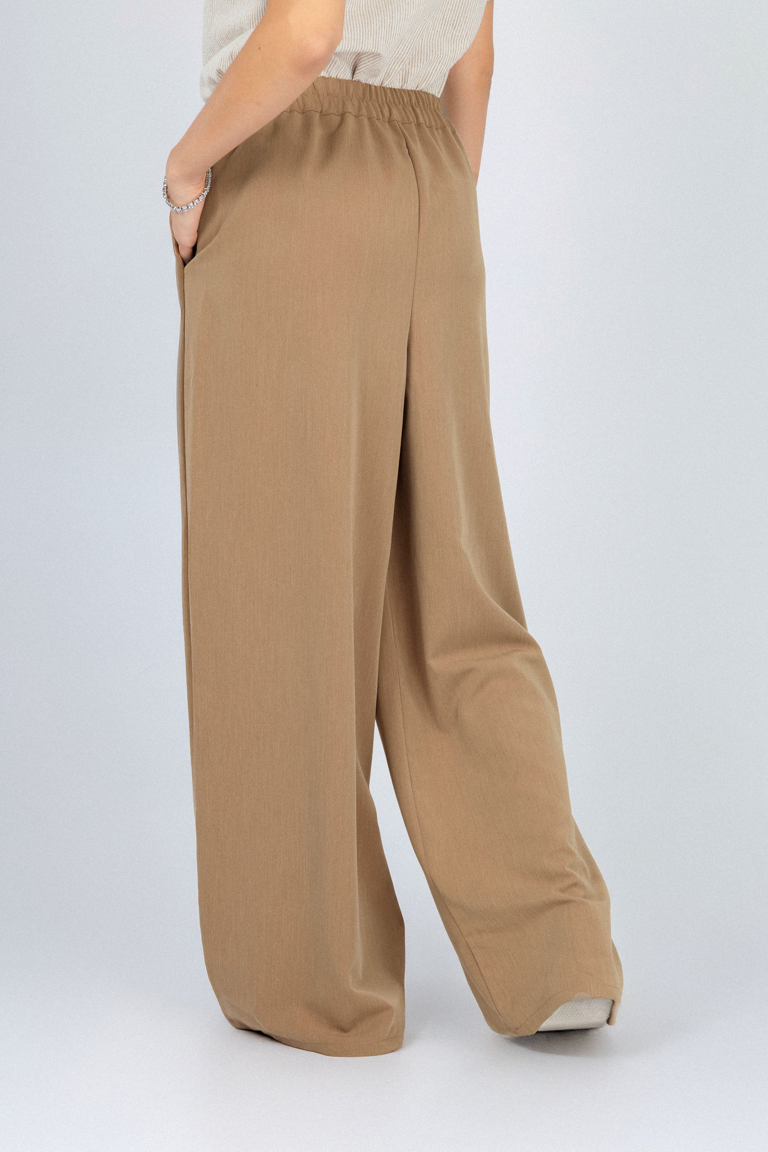 Women's Classic Light Brown Wide-Leg Pants