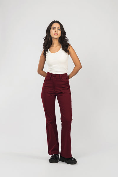 Bootcut Dark Red Classic Pants