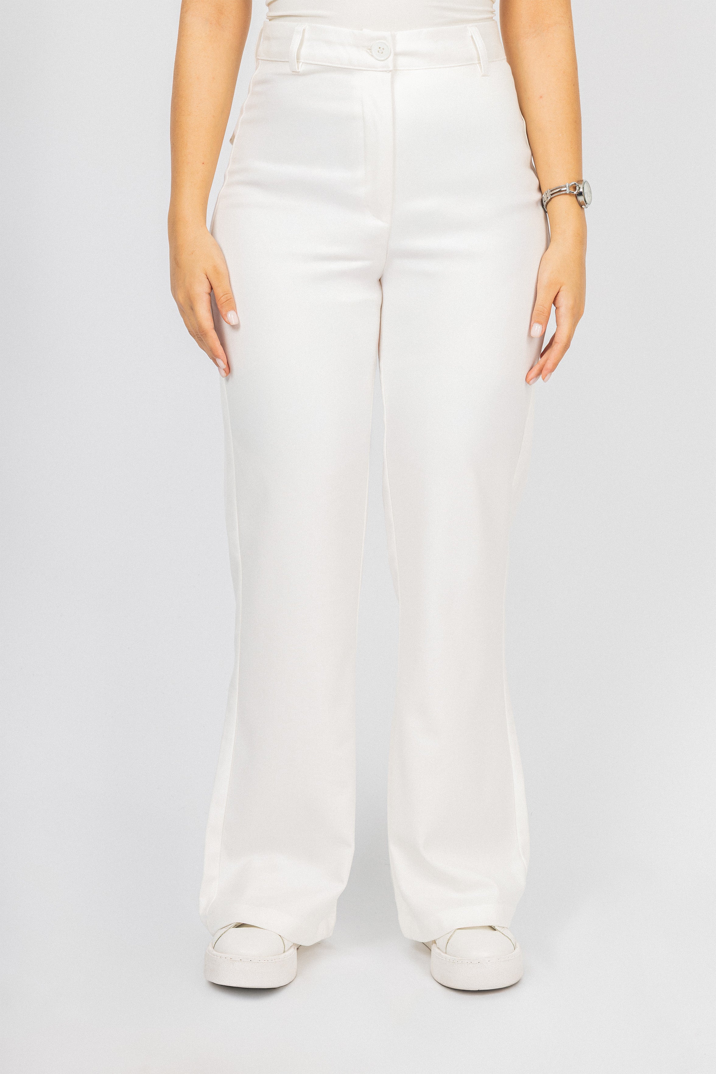 White Bootcut Classic Pants