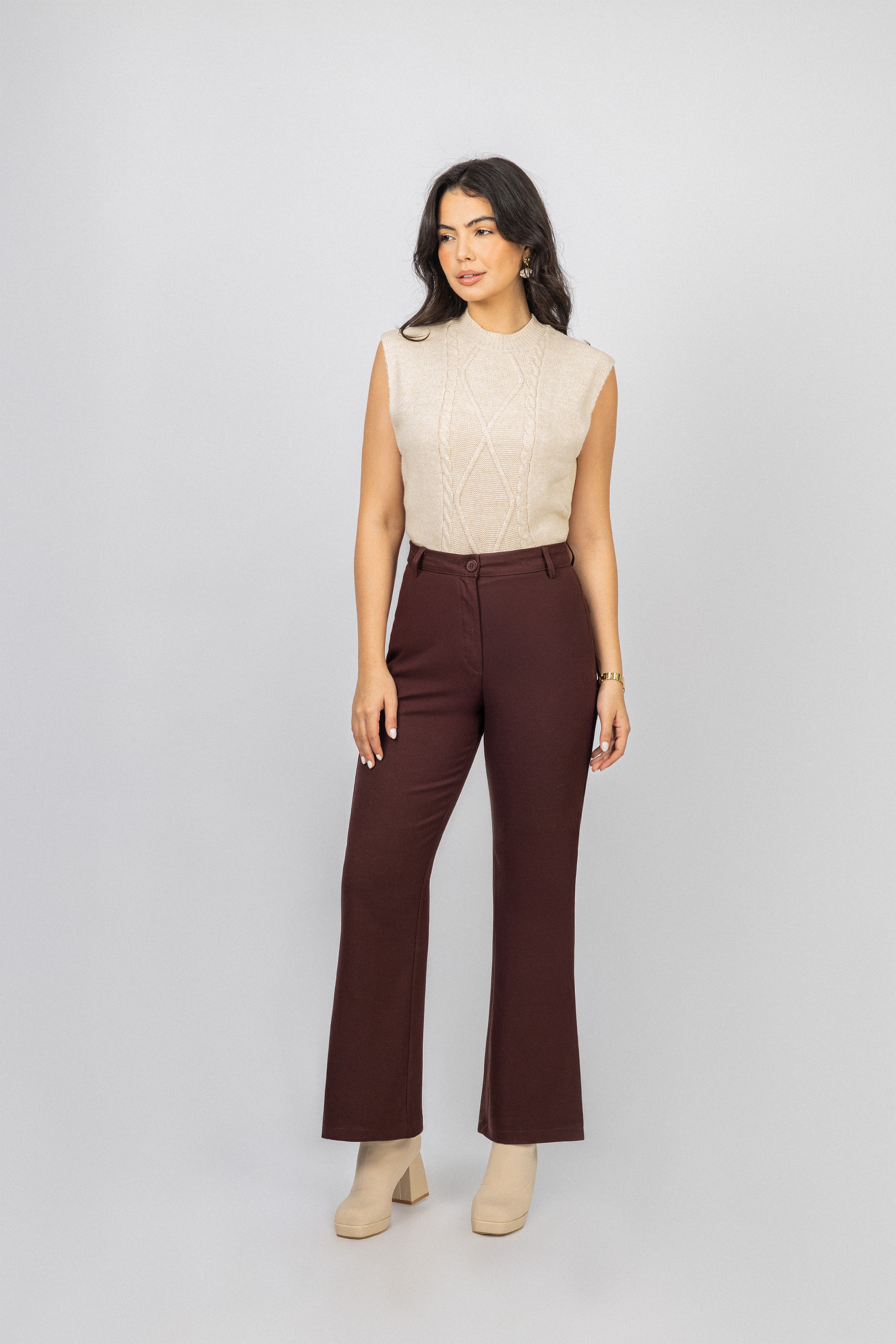 Burgundy Bootcut Classic Pants