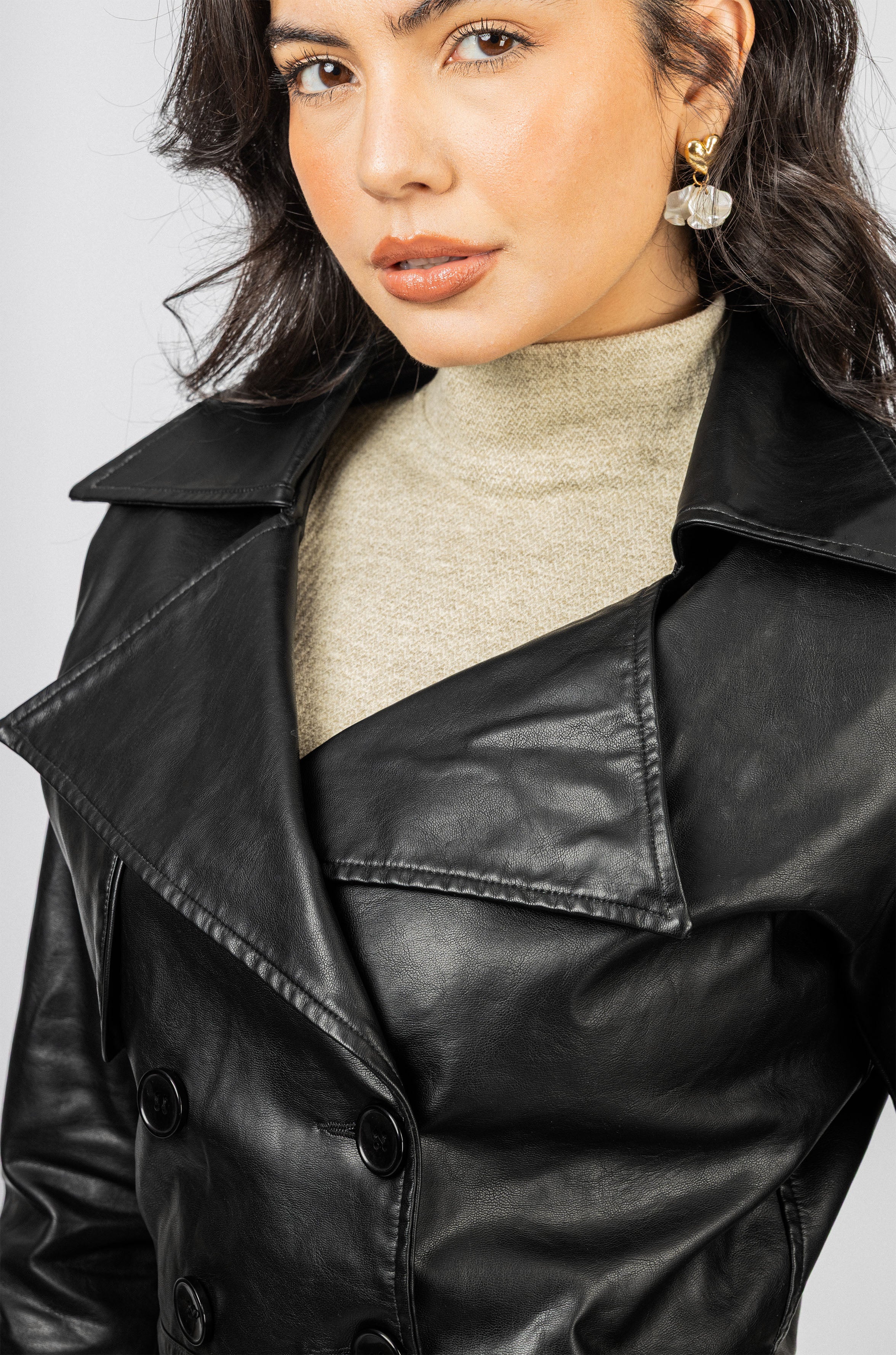 Black Cropped leather Jacket