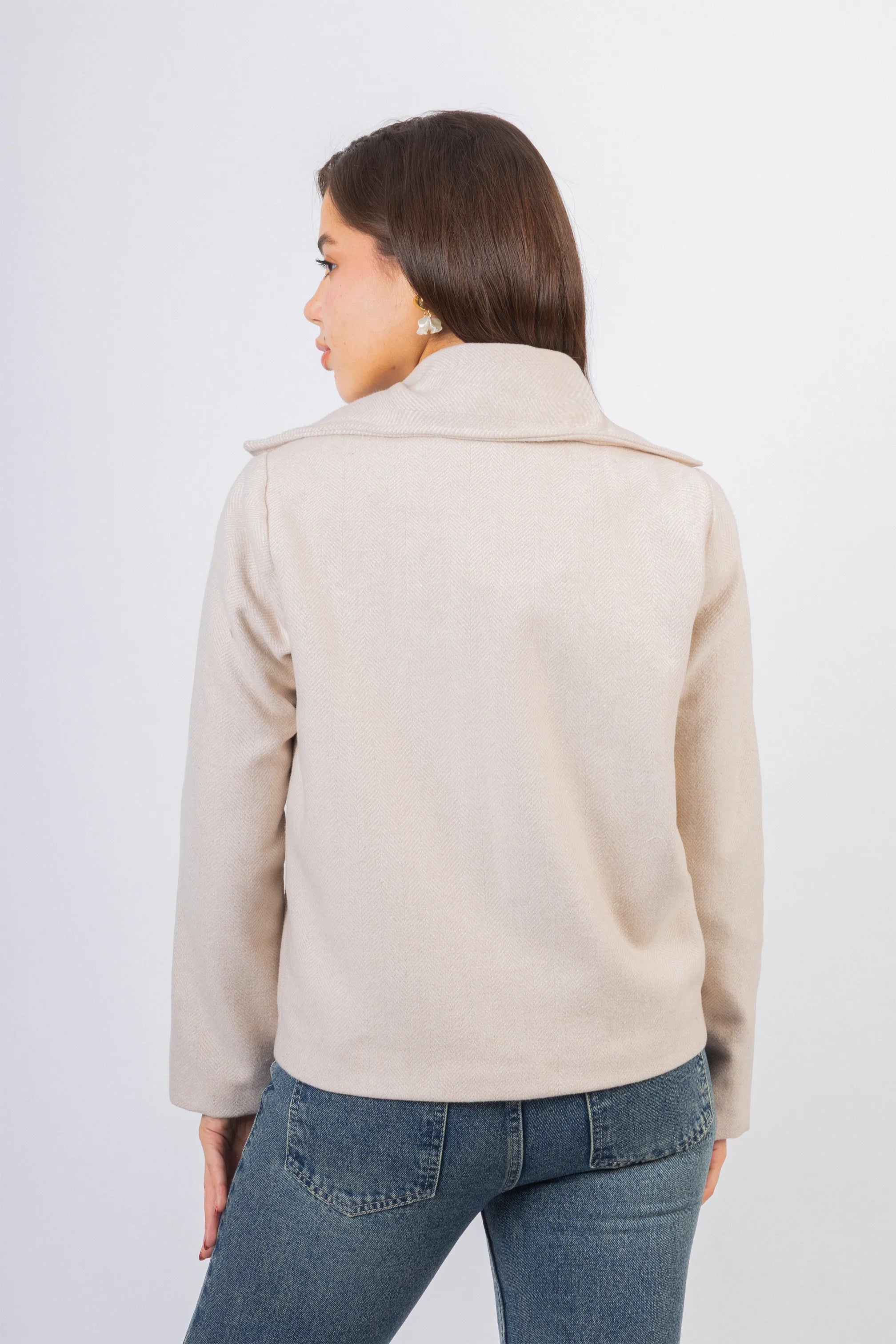 Light Beige Jacquard Chevron Jacket