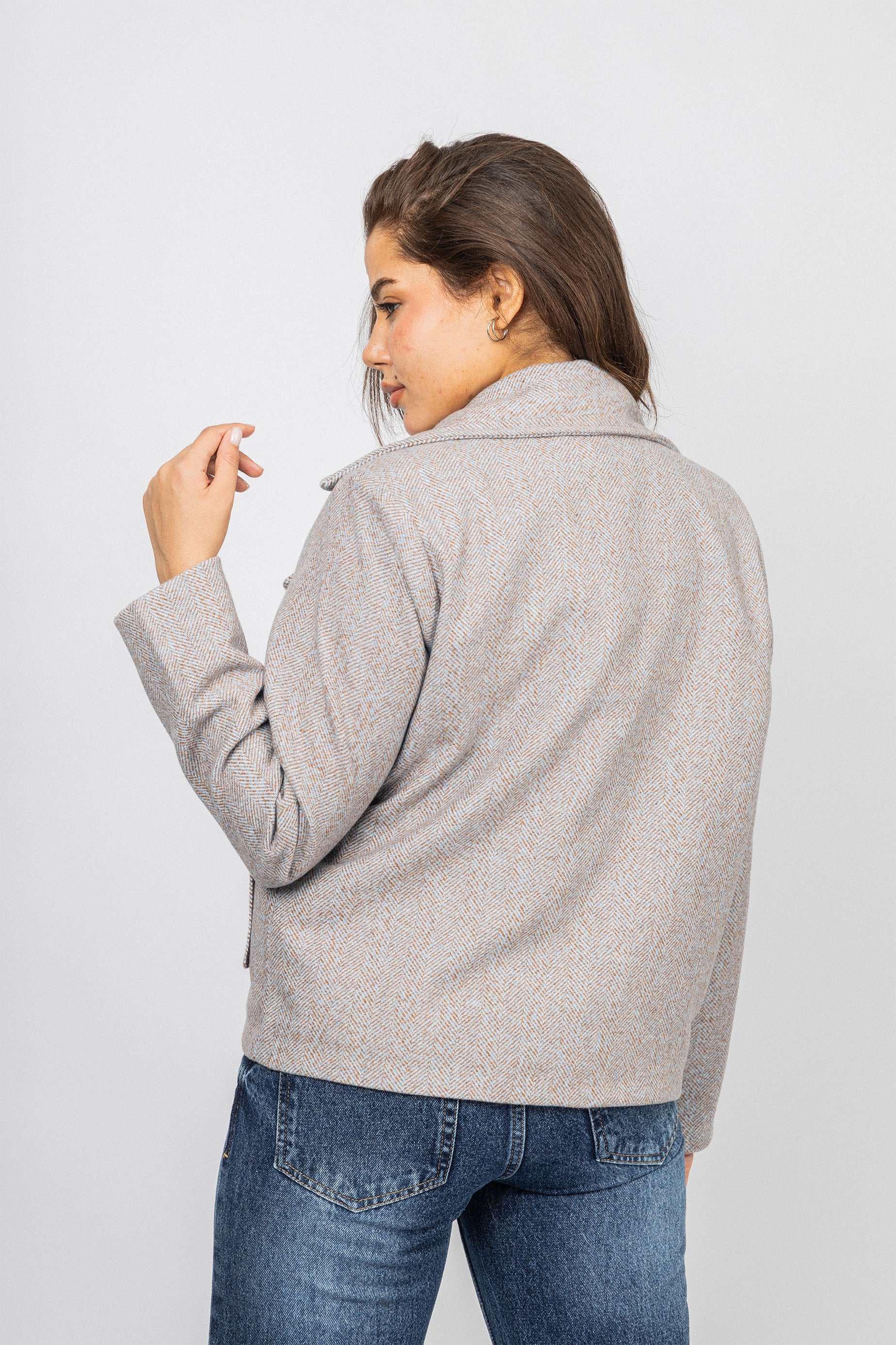 Light Blue Jacquard Chevron Jacket