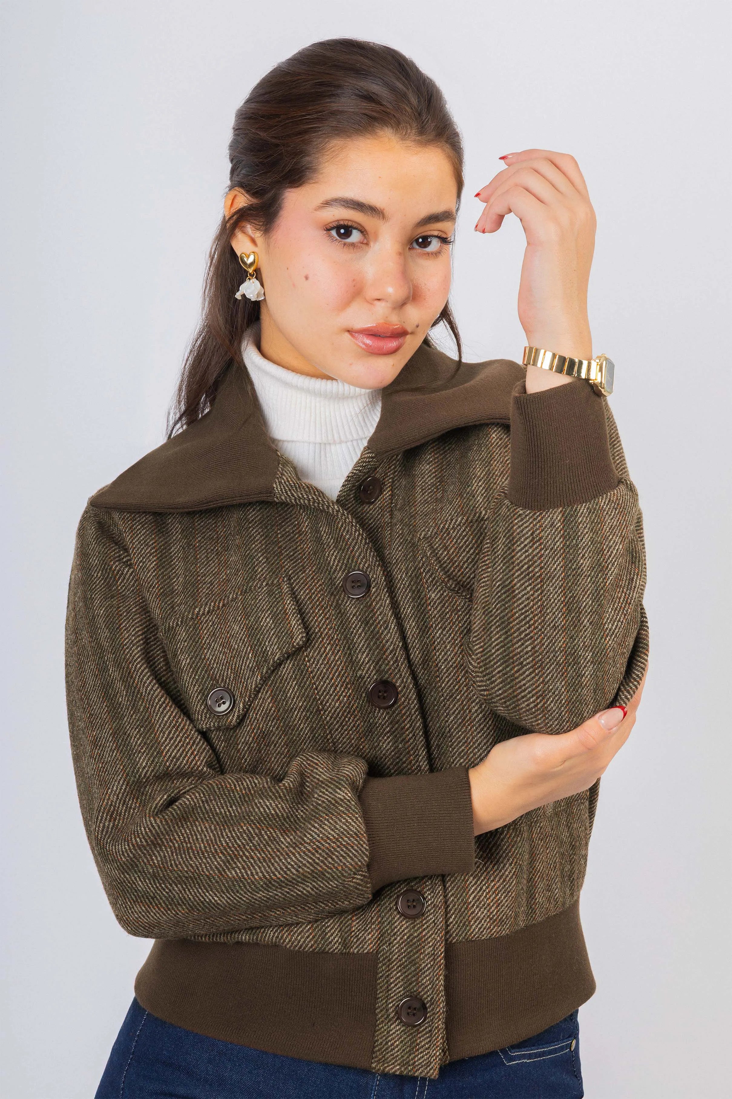 Dark Brown Jacquard Jacket