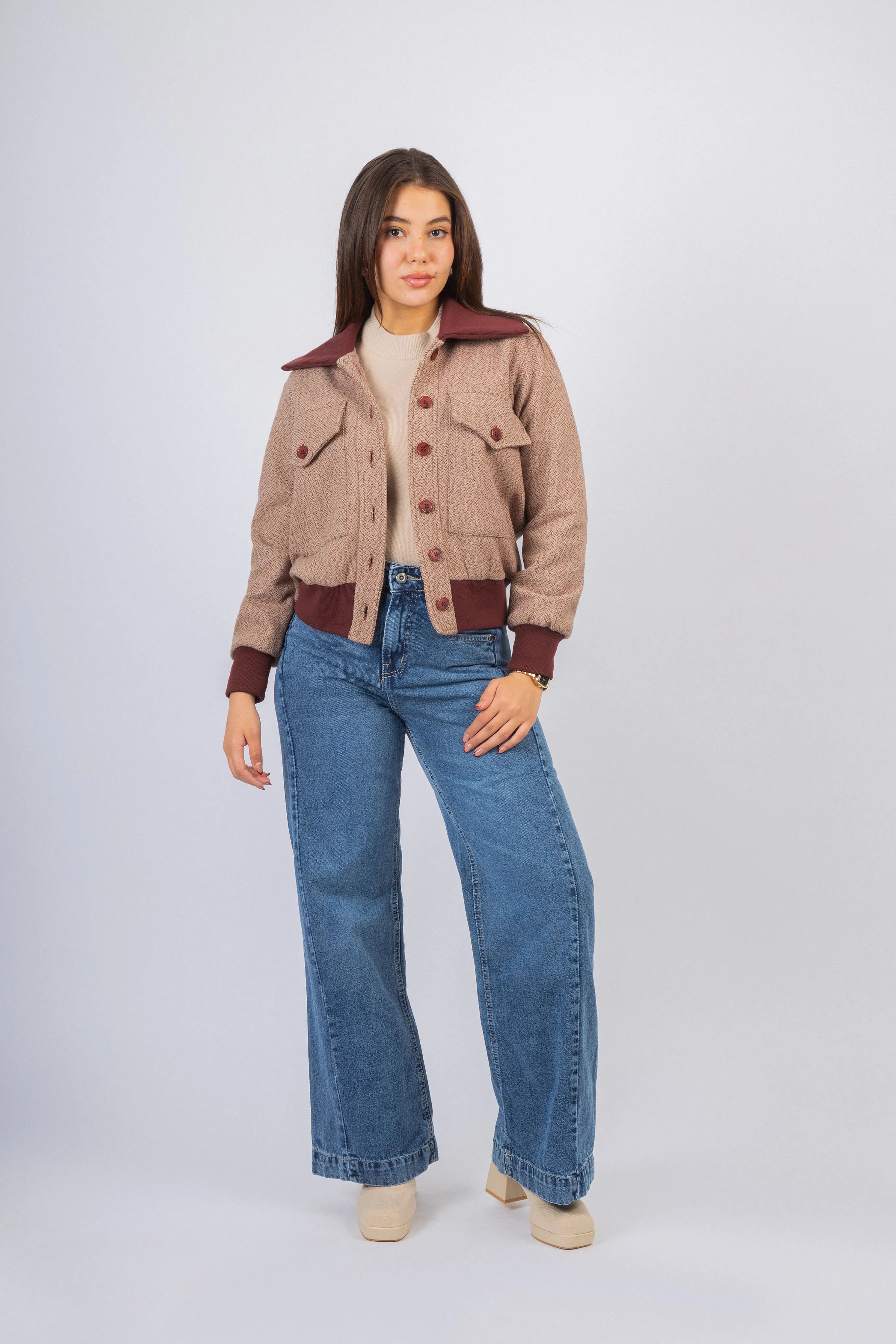 Burgundy Jacquard Jacket