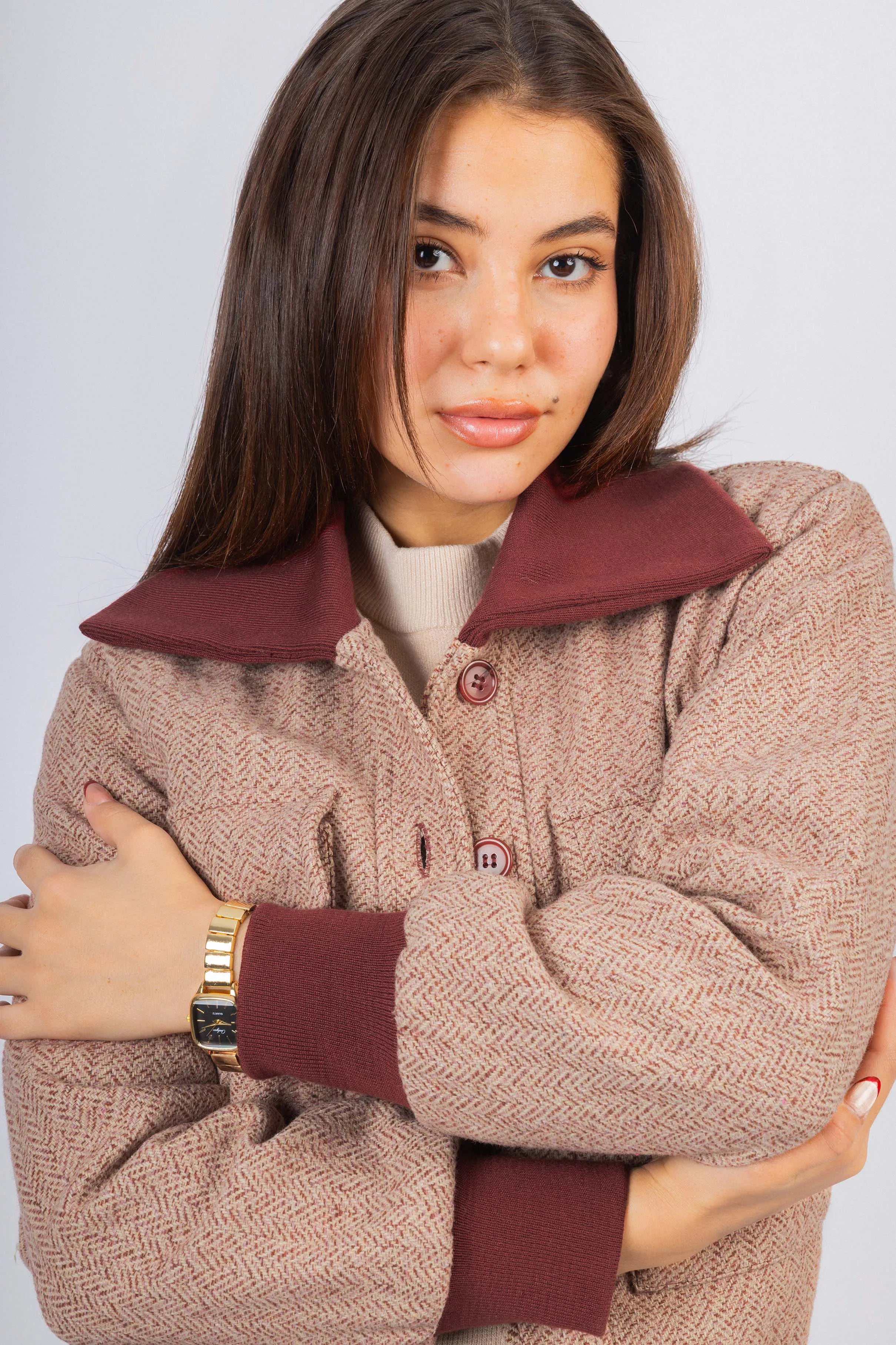 Burgundy Jacquard Jacket