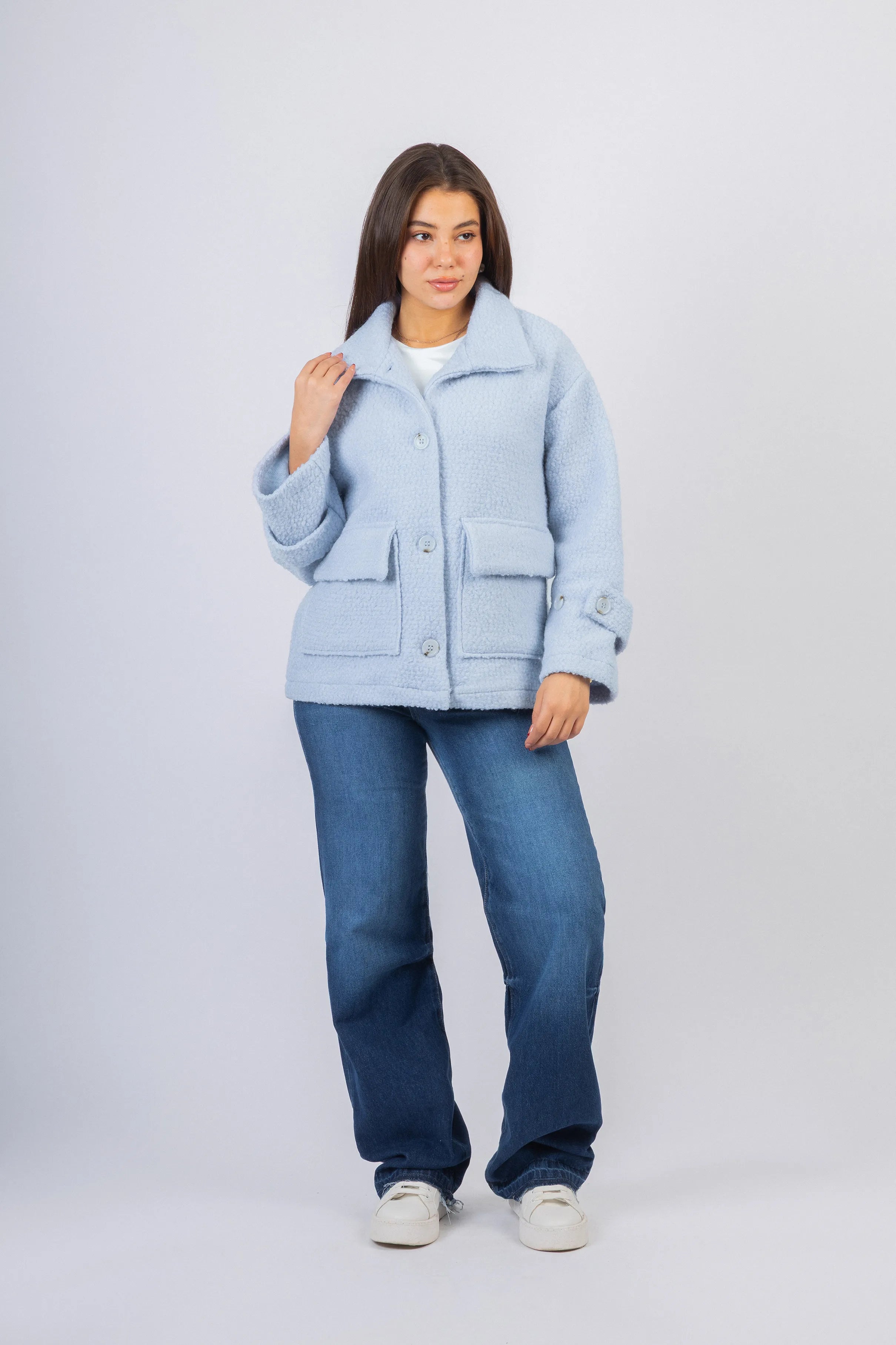 Light Blue Bouclé fleece Jacket