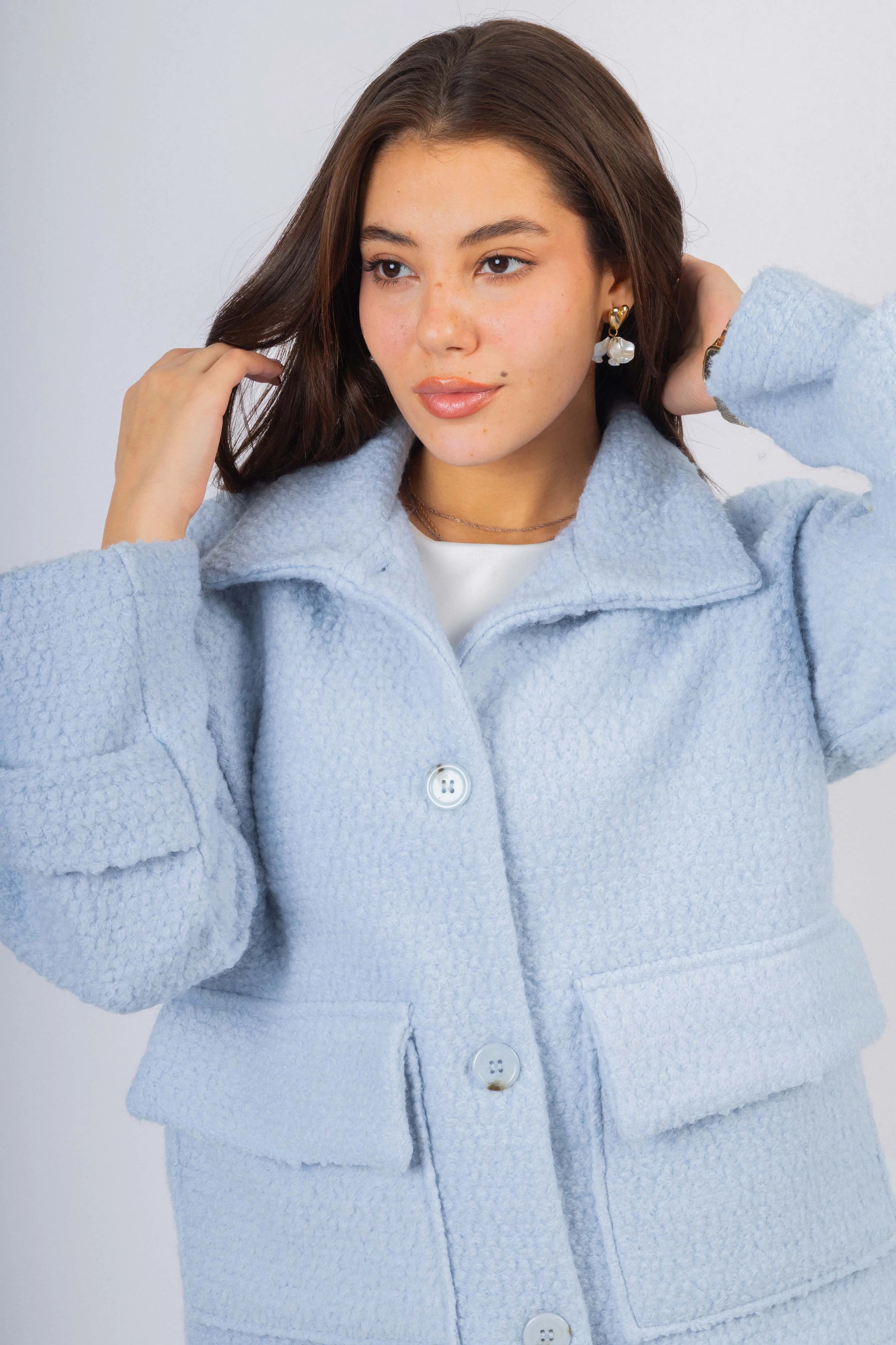 Light Blue Bouclé fleece Jacket