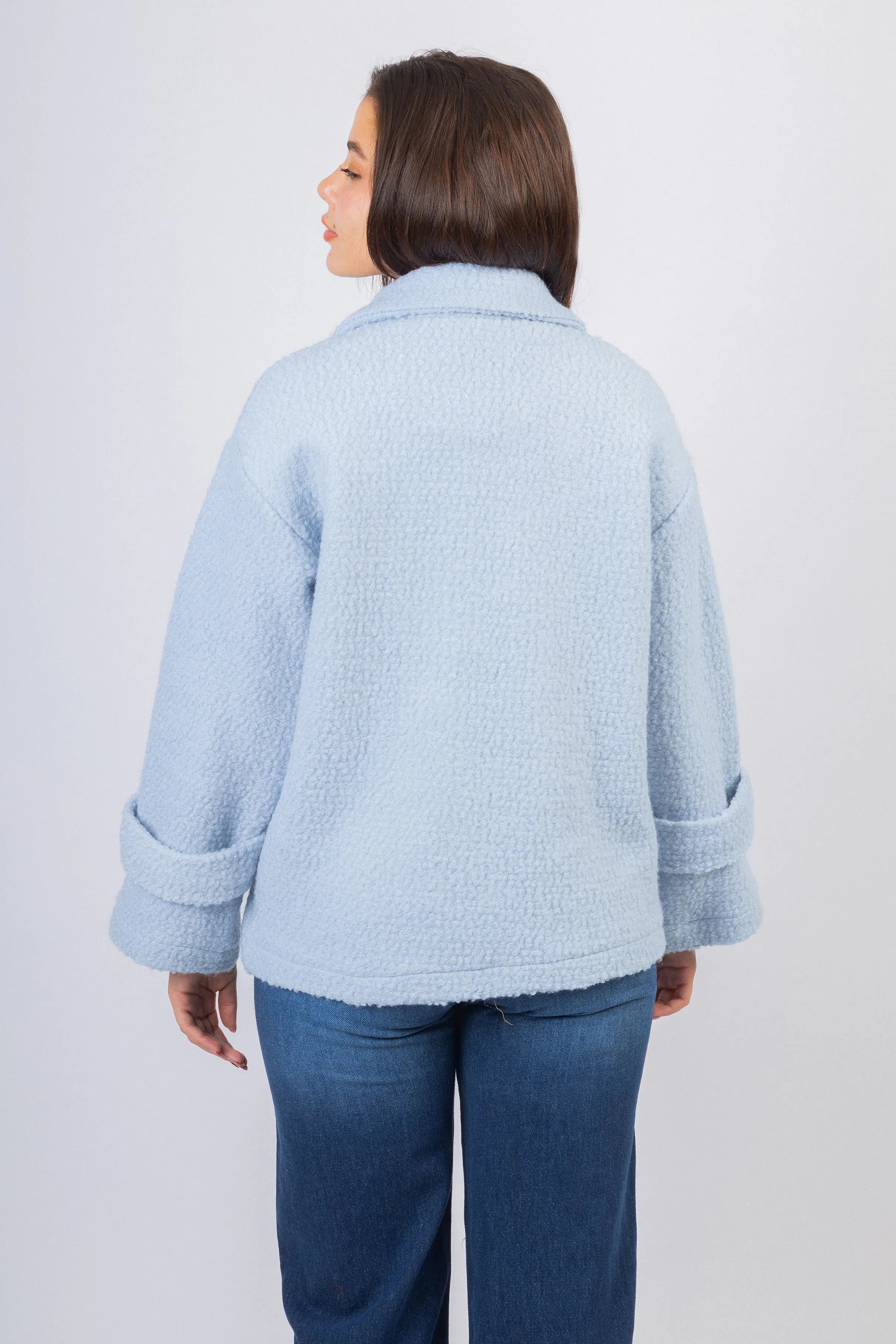 Light Blue Bouclé fleece Jacket
