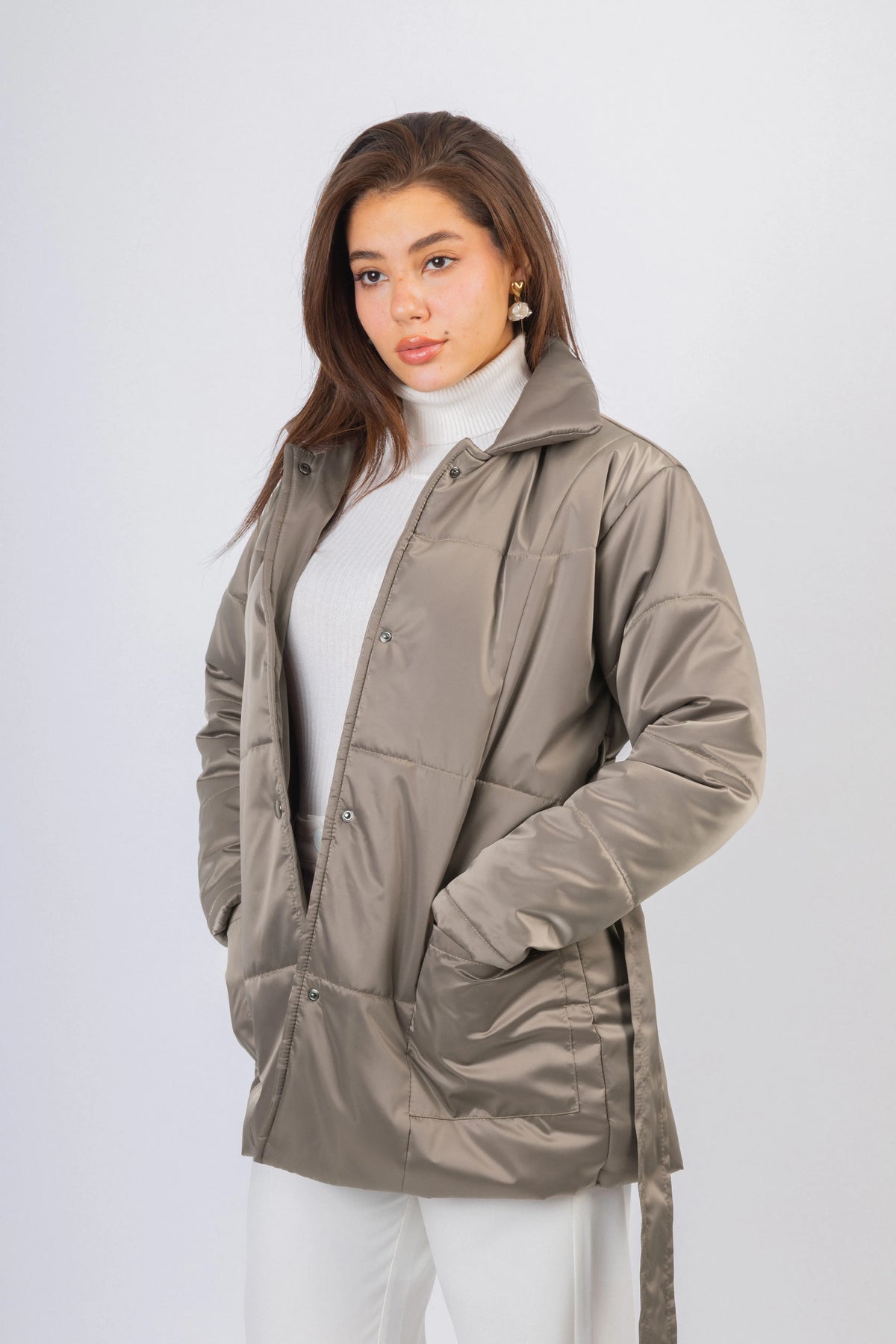 Light Beige Puffer Waterproof Jacket - De Backers - 4