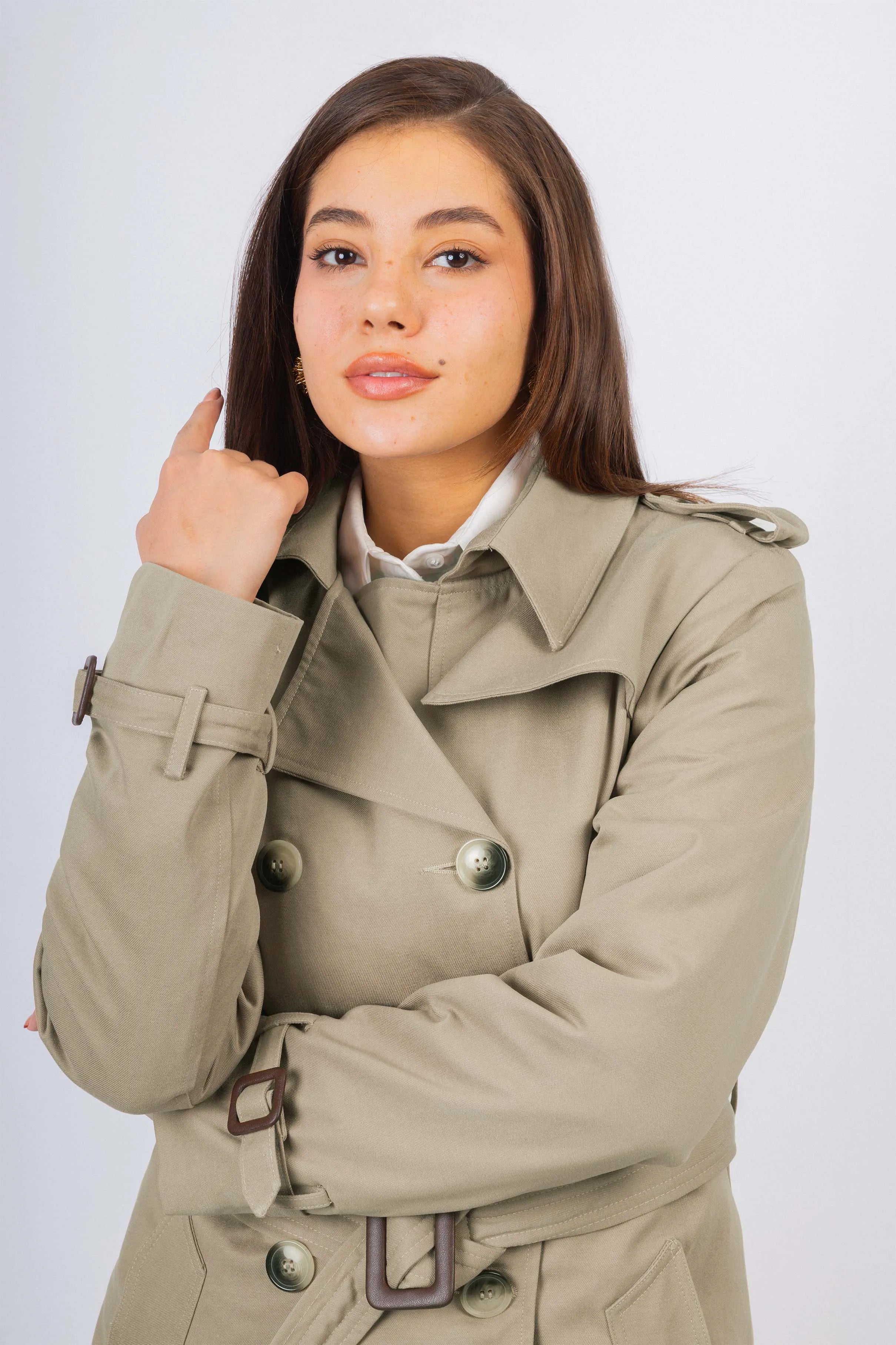 Light Beige Gabardine Trench Coat