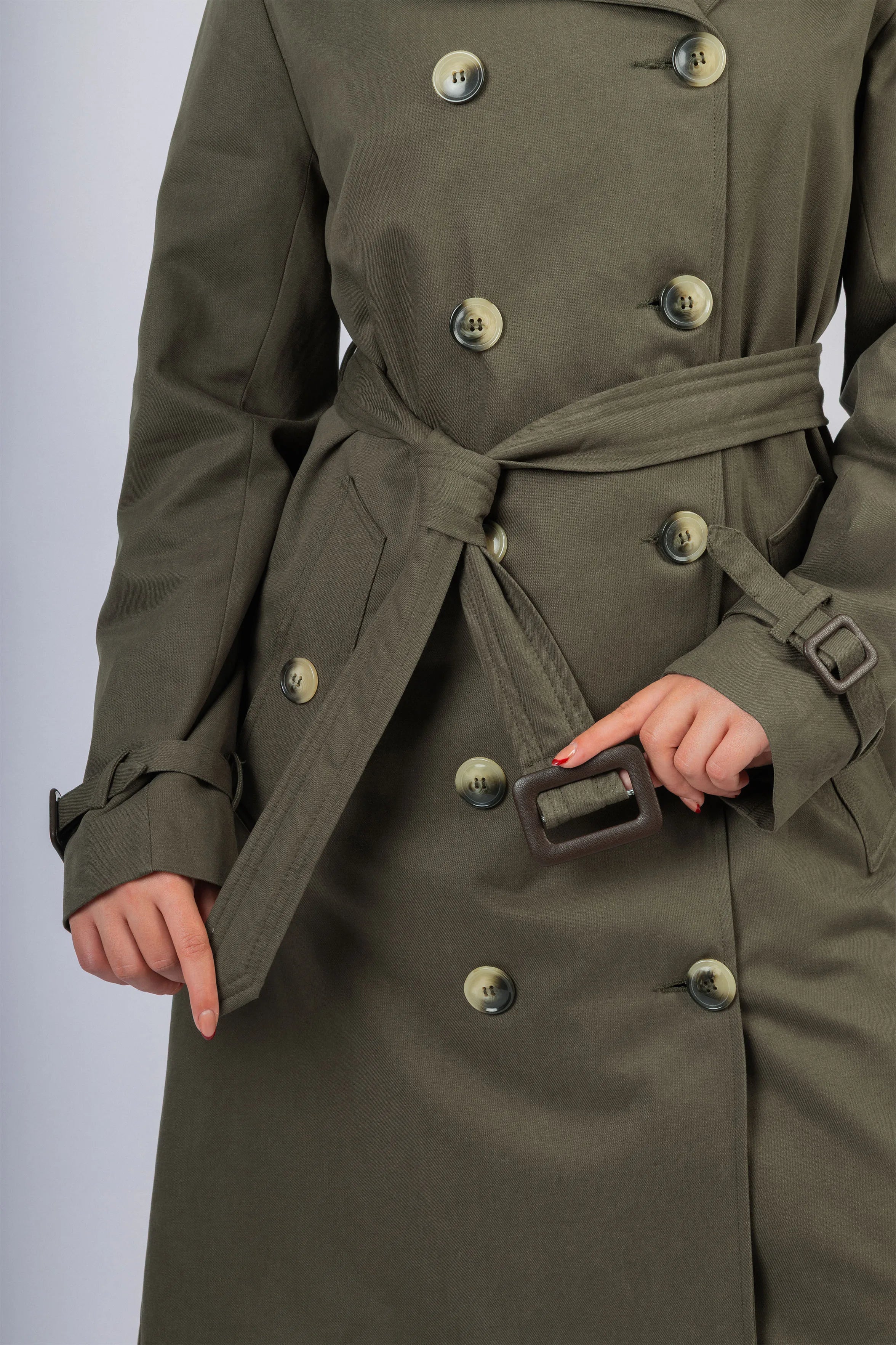 Dark Green Gabardine Trench Coat