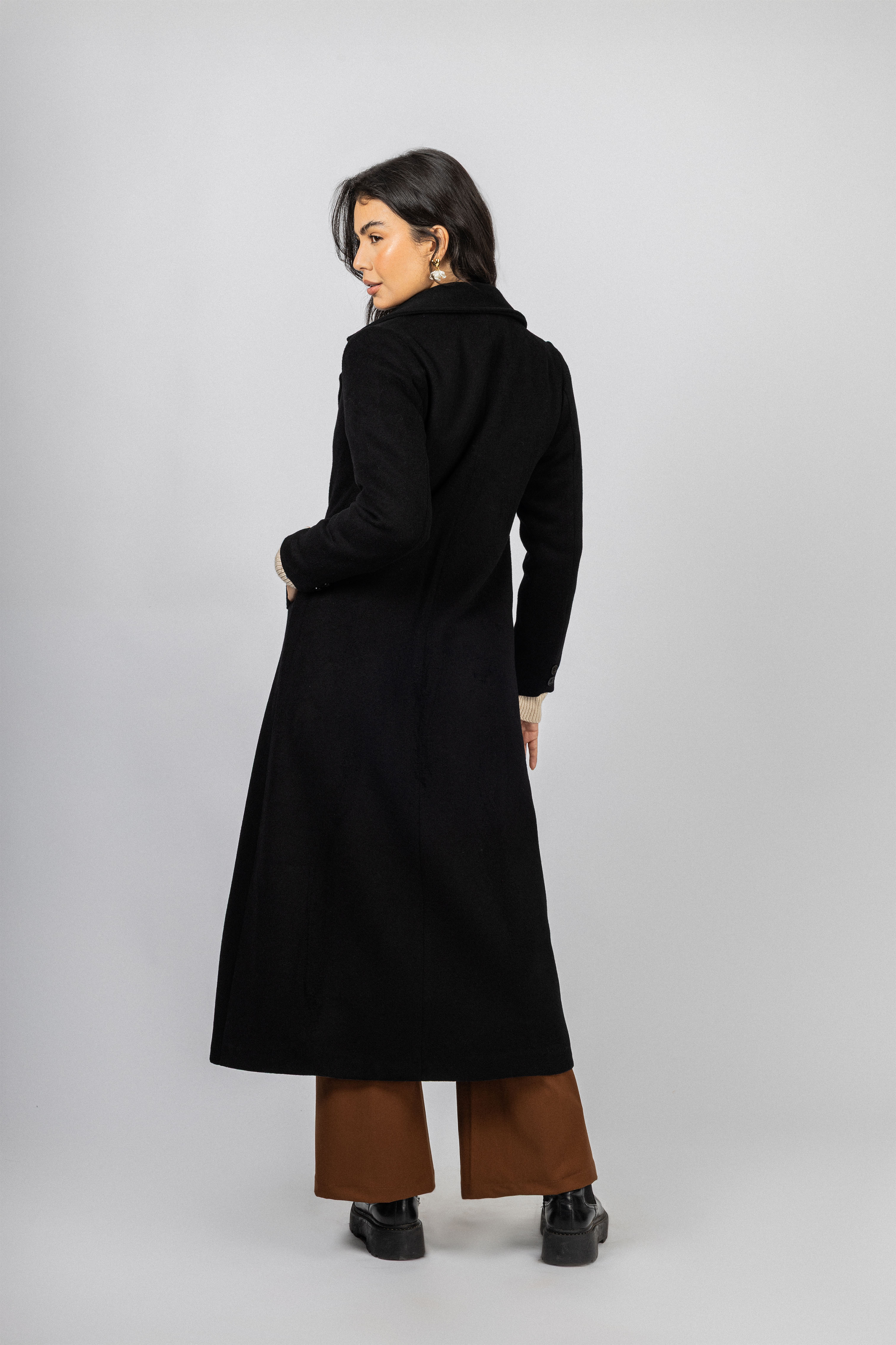 Black Felt Full length Coat