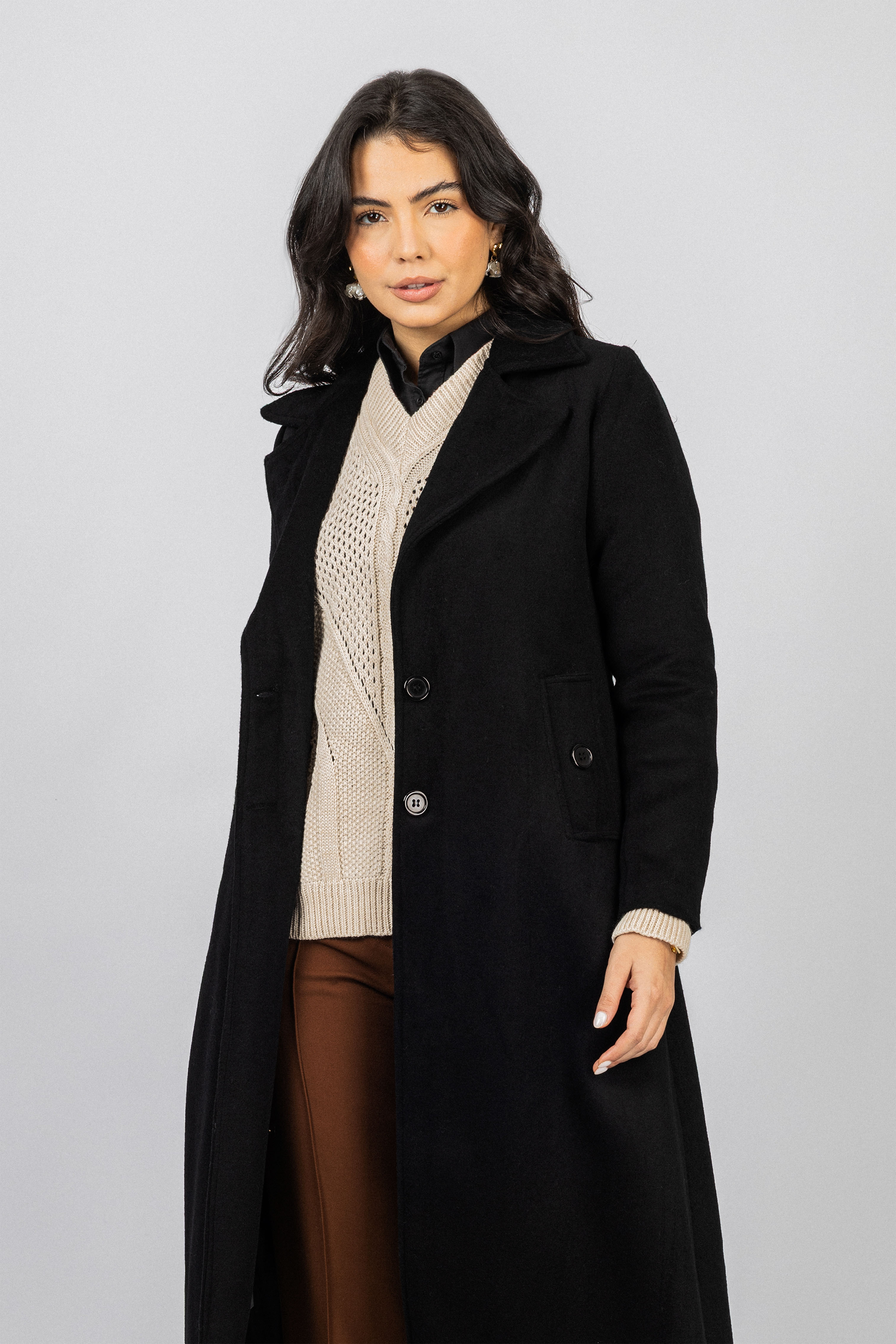 Black Felt Full length Coat