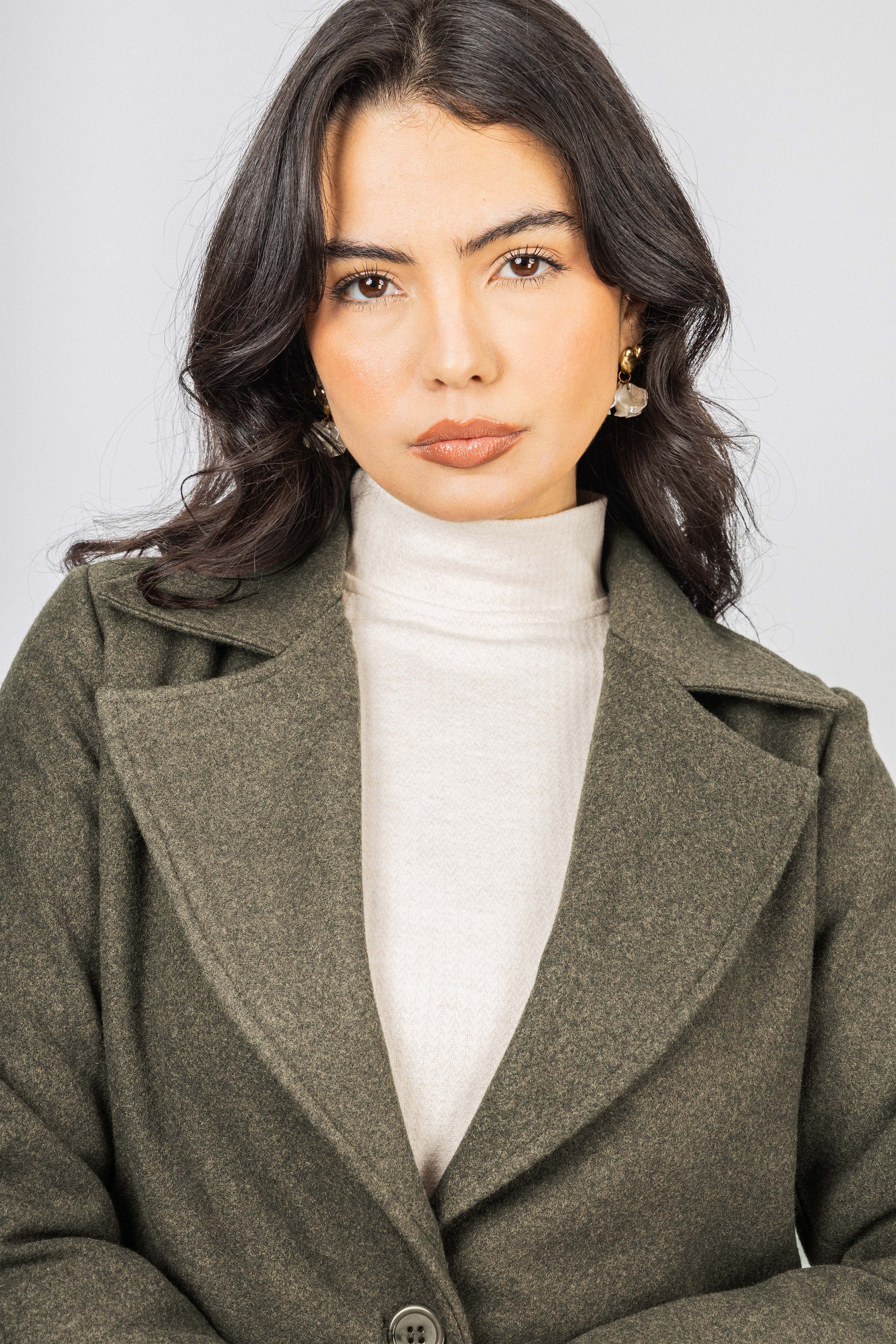 Light Olive Felt Full length Coat