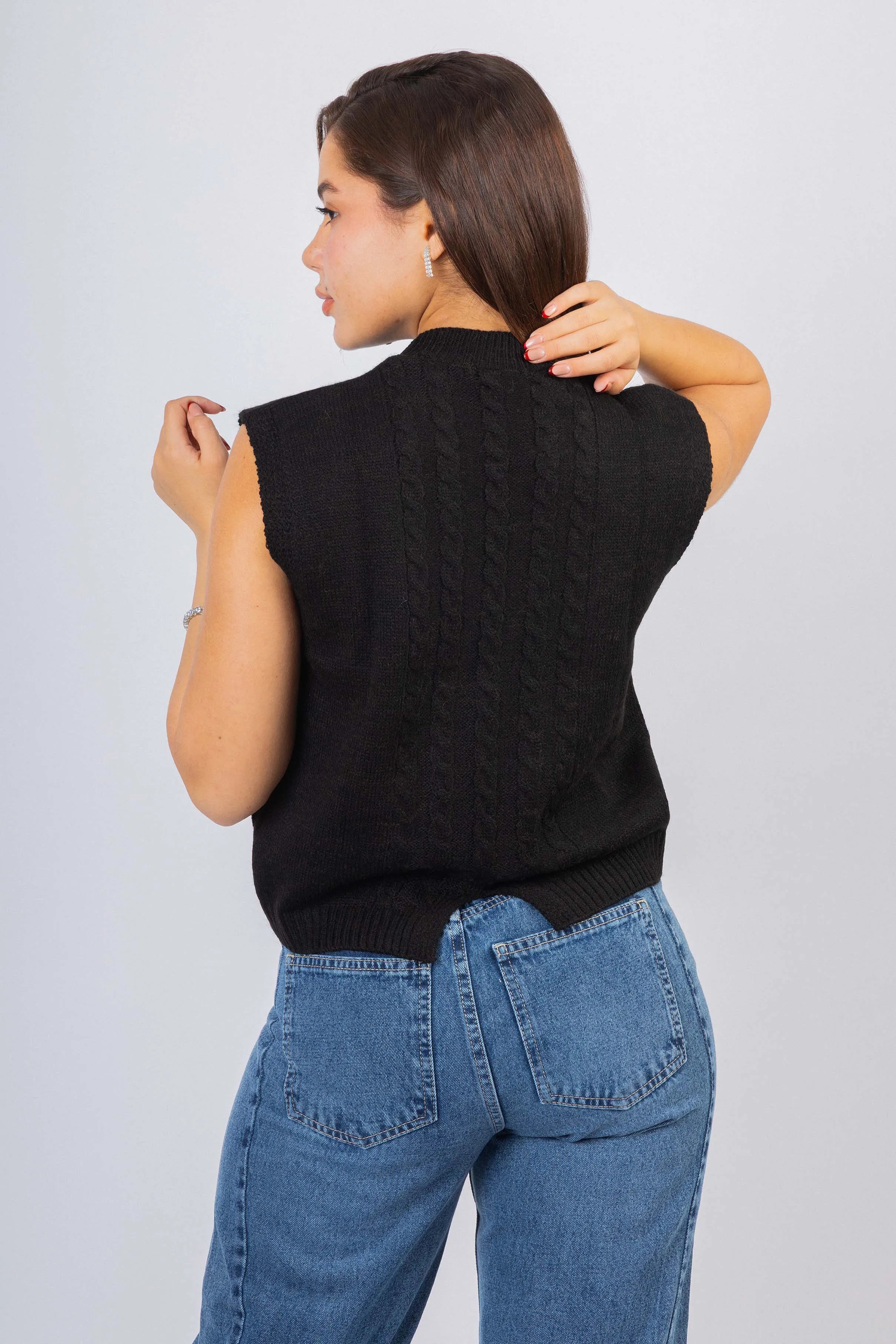 Black Knitted Women Vest