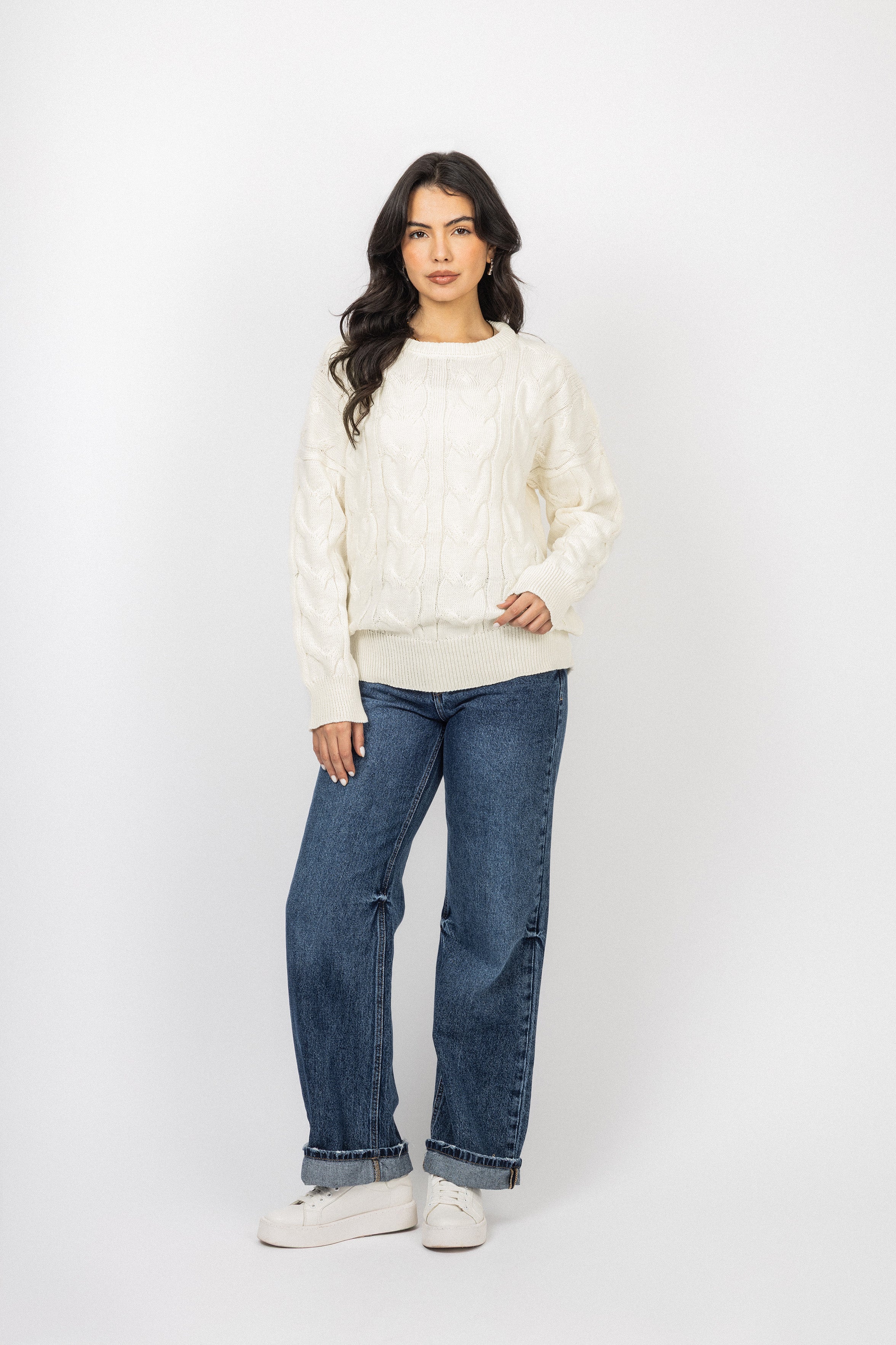 off White Knitted Round Pullover