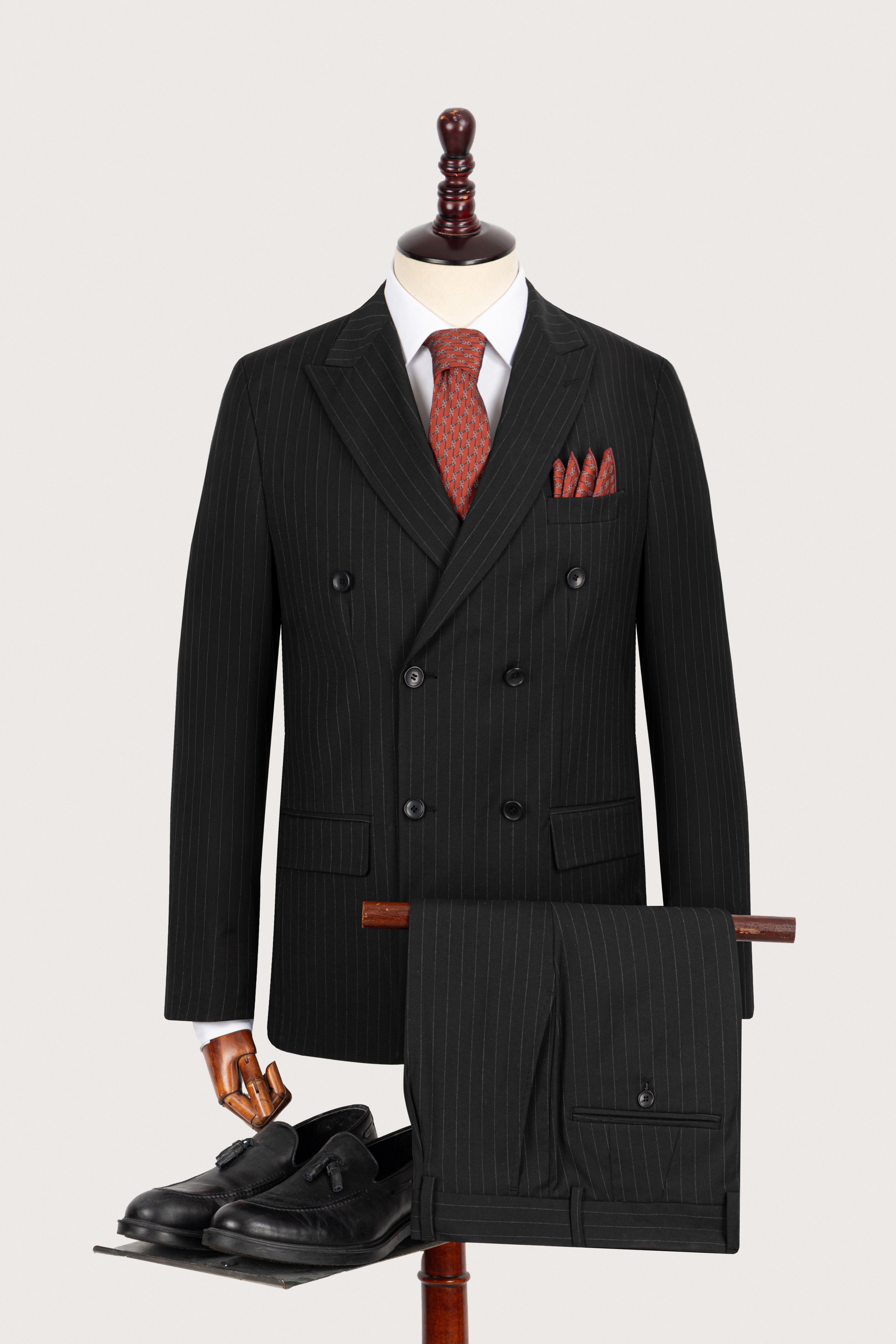 men's suit Egypt - Black Double Breasted Suit - 1