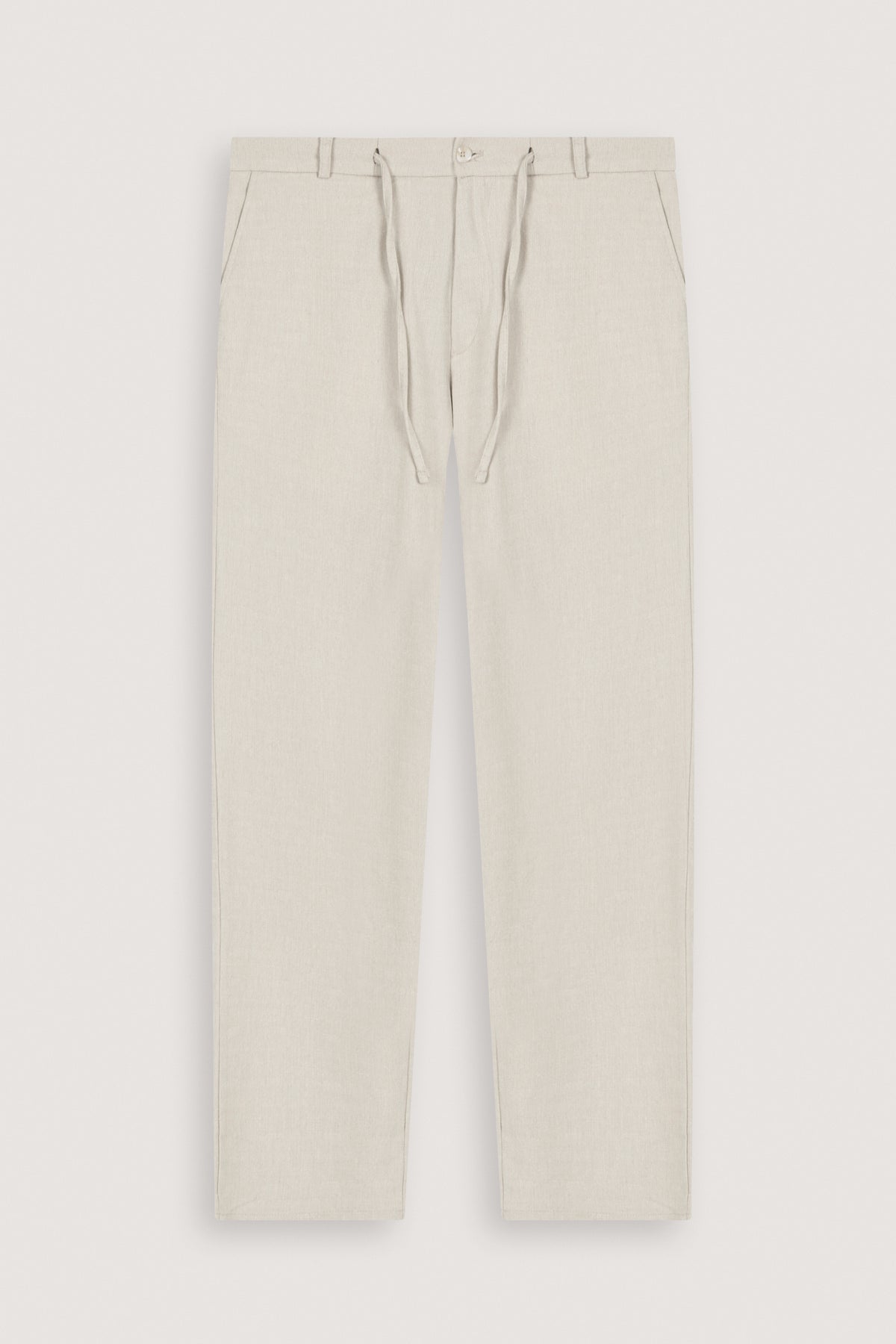 Beige Casual Linen Trousers - De Backers - 1