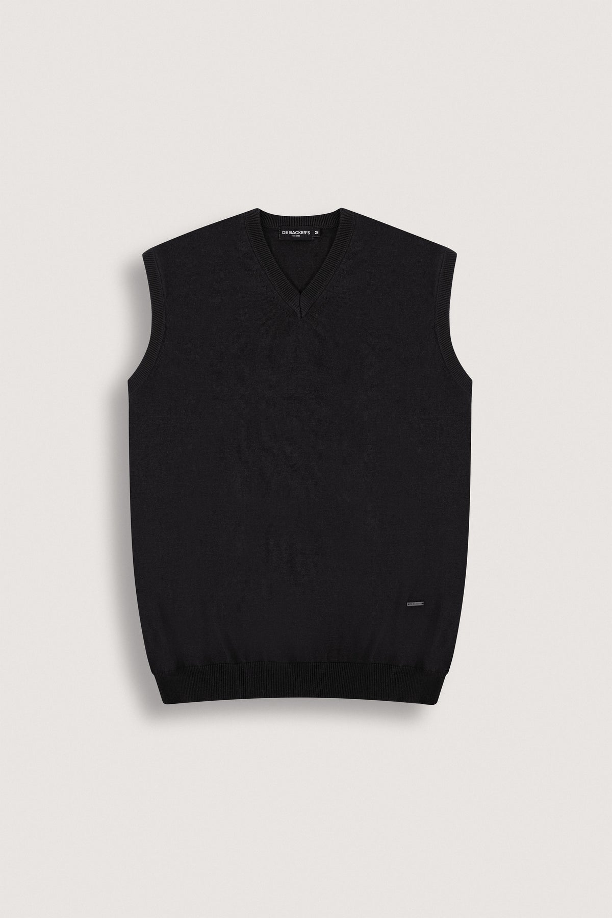 Black V-Neck Knitted Vest - De Backers - 1