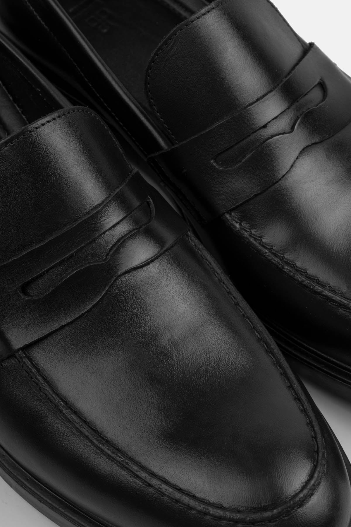 men's leather shoes Egypt - Black Penny Loafer - 3