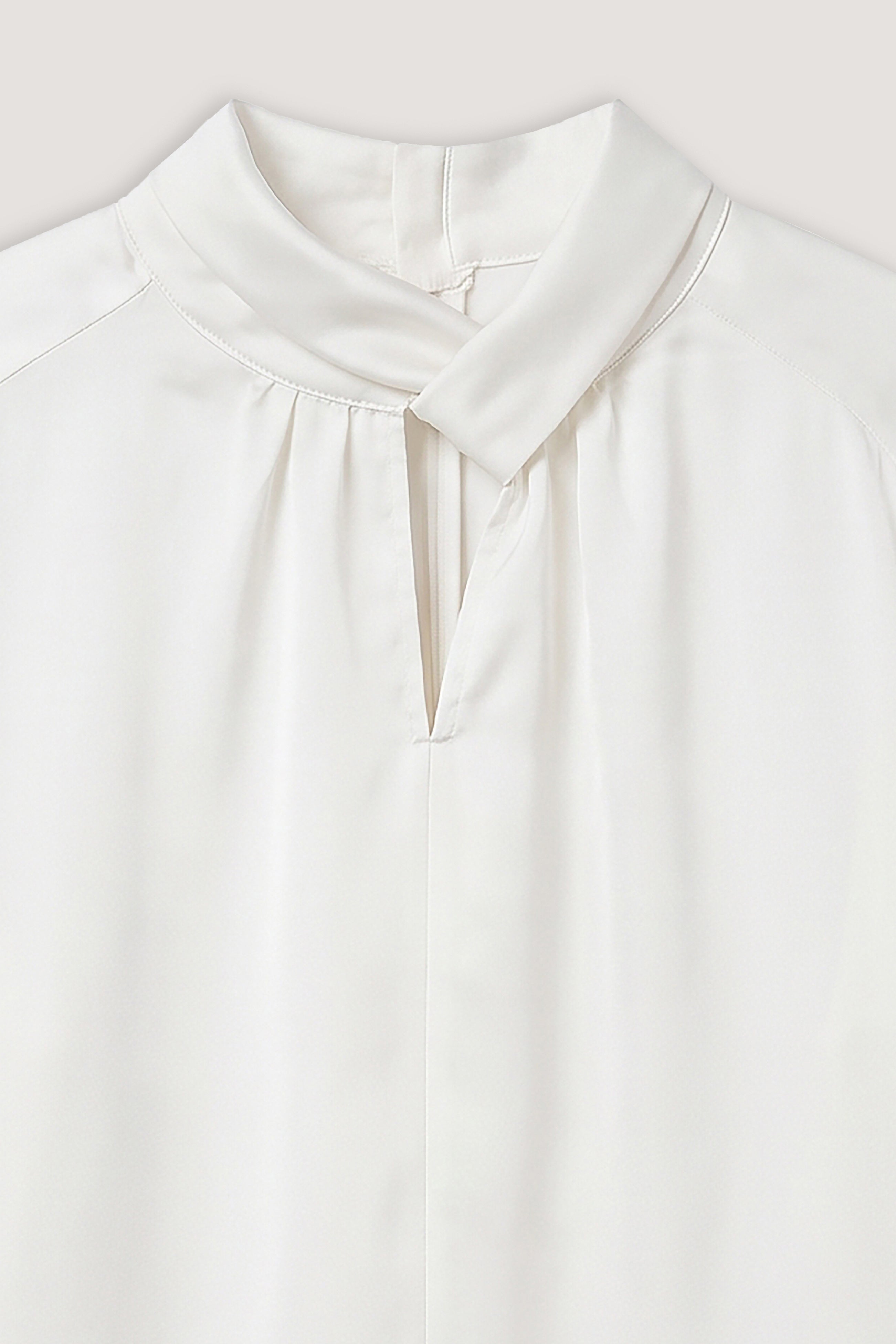 women's blouse Egypt - White Twist-Neck Satin Blouse - 2