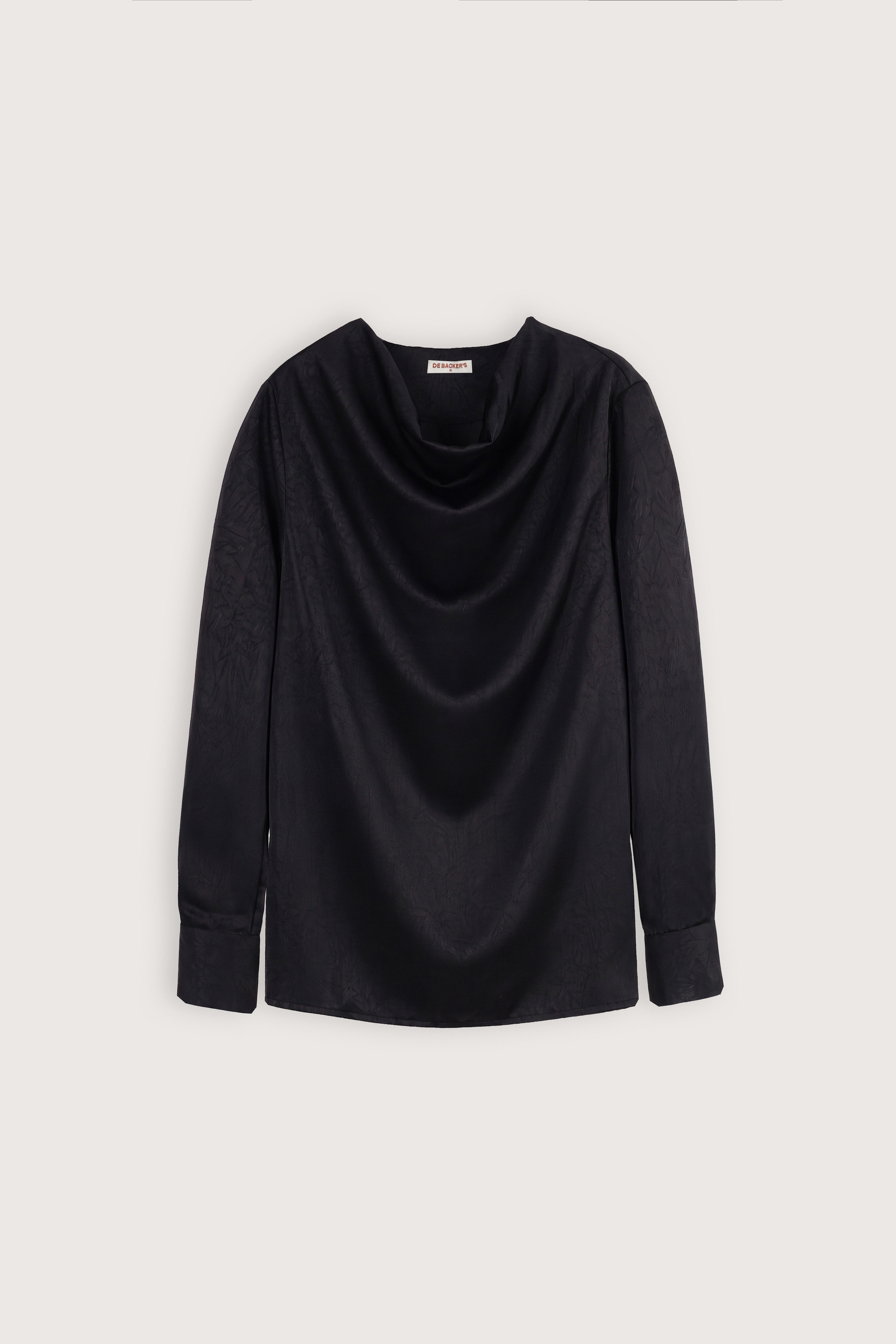 women's blouse Egypt - Black Cowl-Neck Satin Blouse - 1
