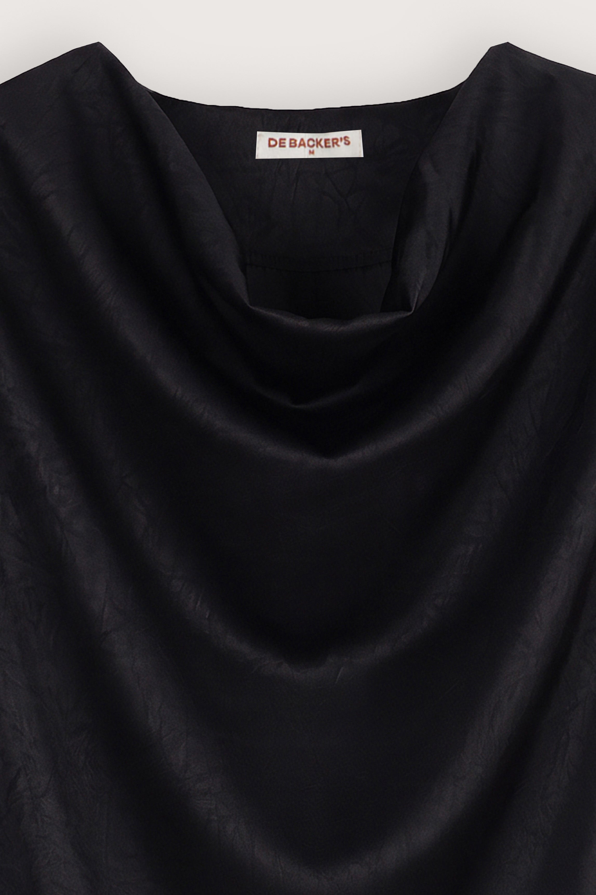 women's blouse Egypt - Black Cowl-Neck Satin Blouse - 2